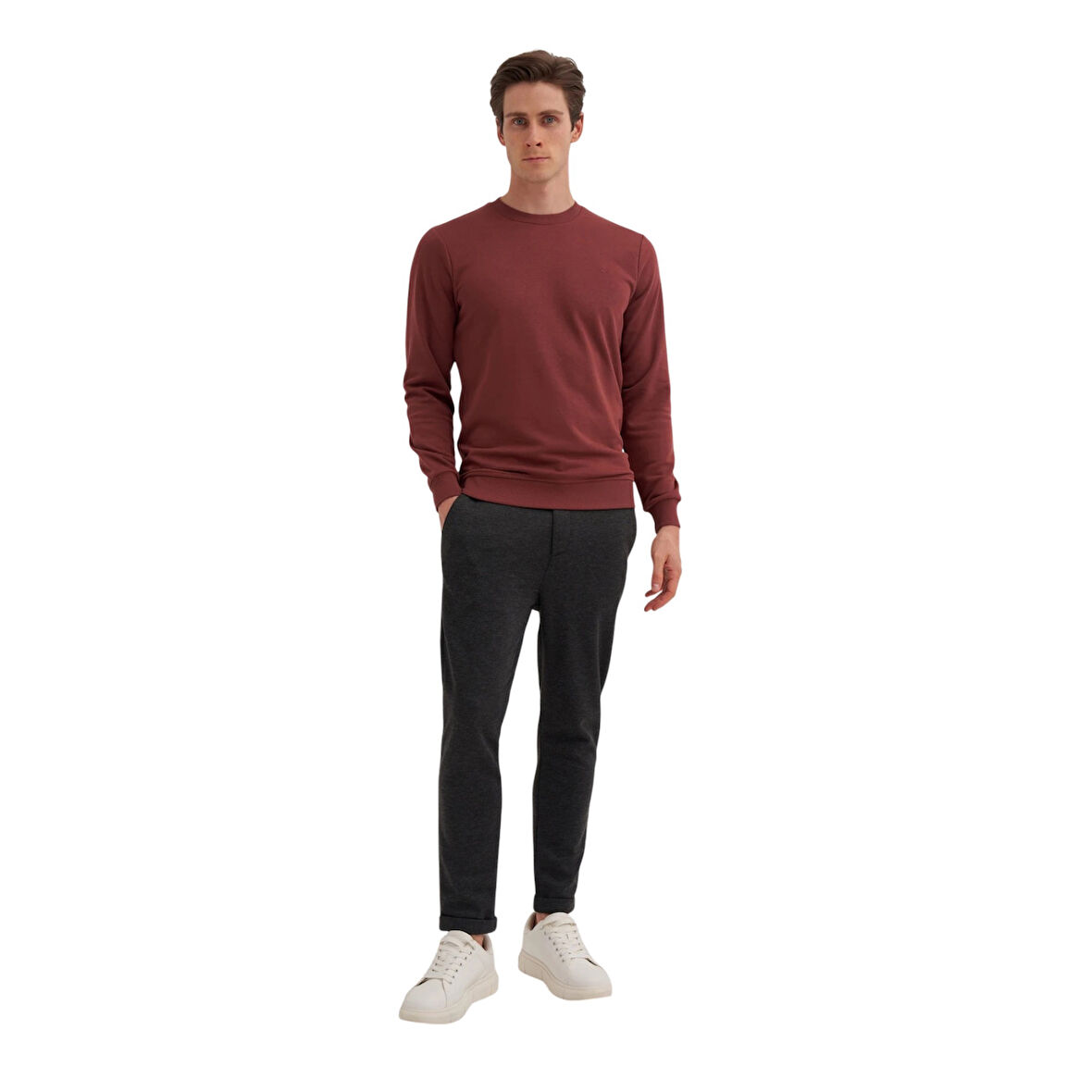 Slim Fit Mevsimlik 3 İplik Pamuk Karışımlı Sweatshirt-56100