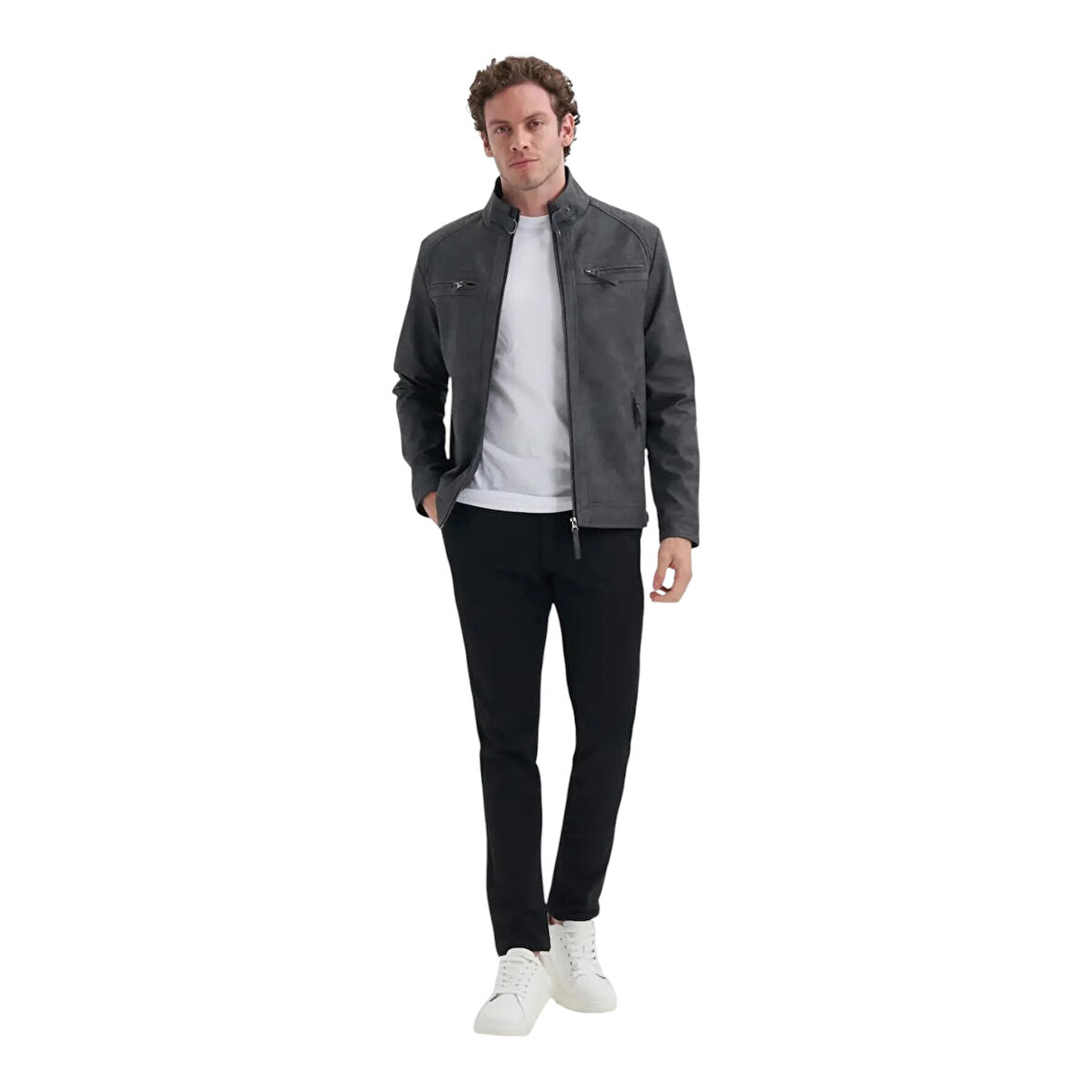 Erkek PU Deri Mont 10620 Siyah