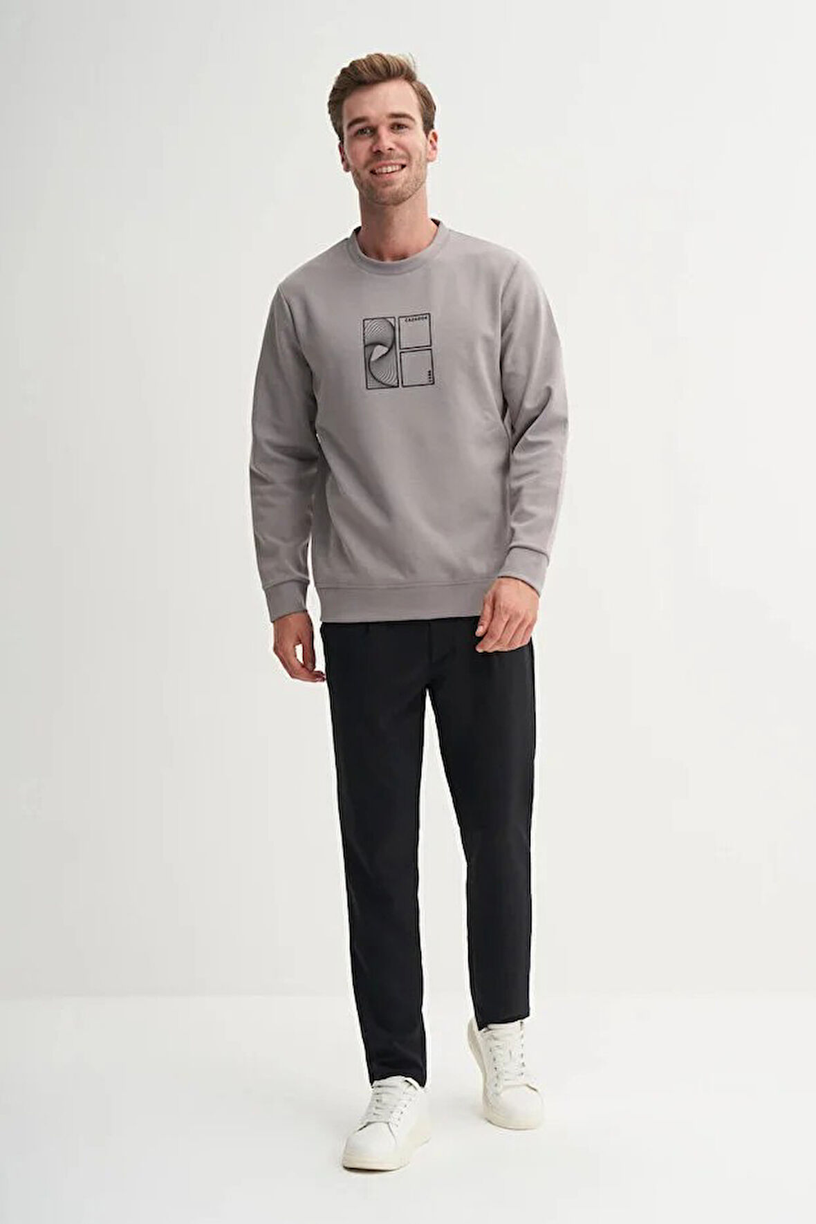 Cazador Dynamic Regular Fit Pamuk Karışımlı Baskılı Scuba Sweatshirt-53290