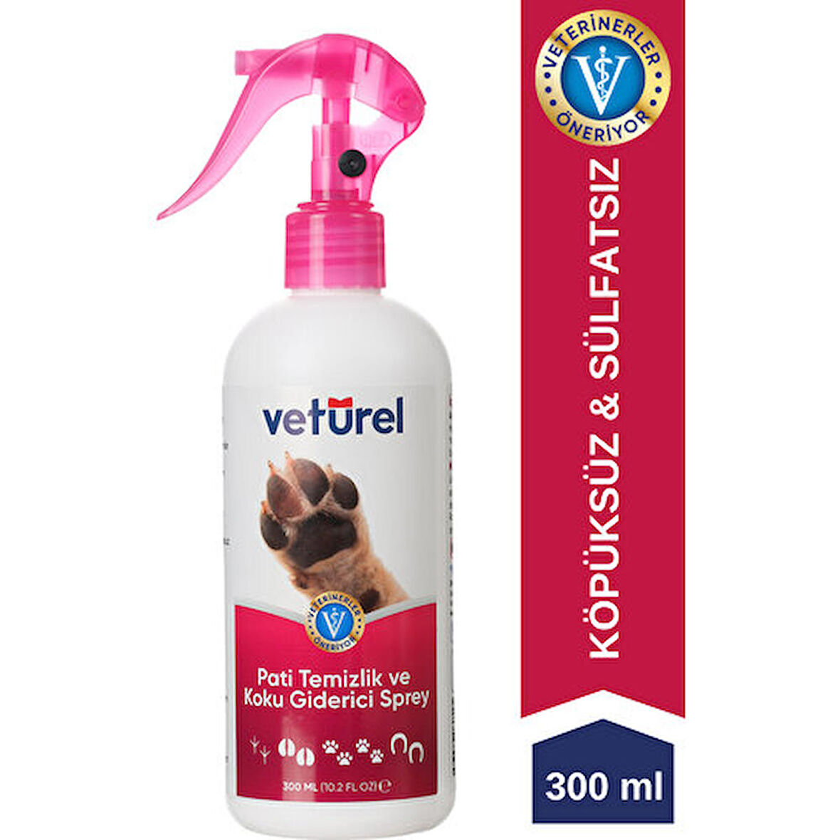 Vetürel Kedi Köpek Pati Temizlik ve Koku Giderici Sprey 300 ml