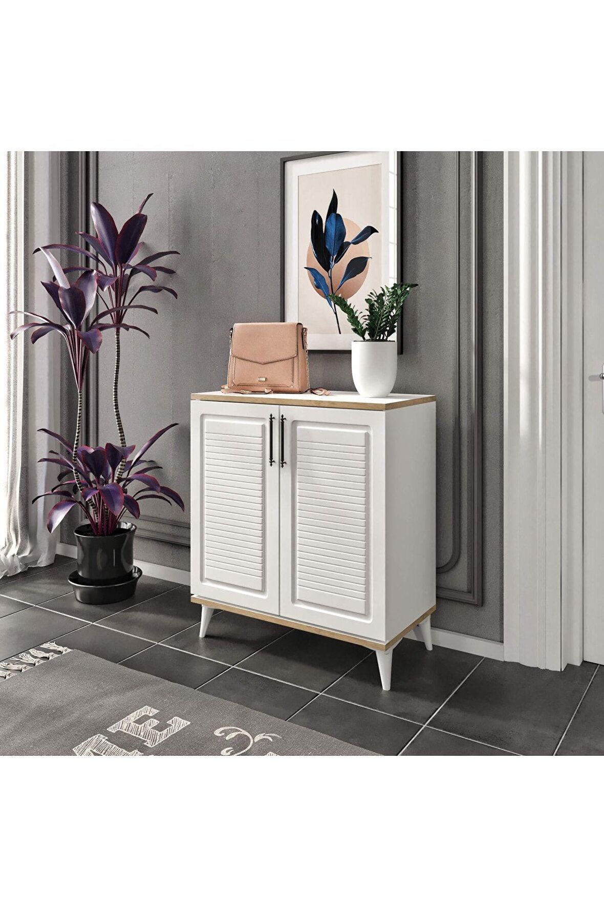 Flower 4 Bölmeli Ayakkabılık %100 Mdf