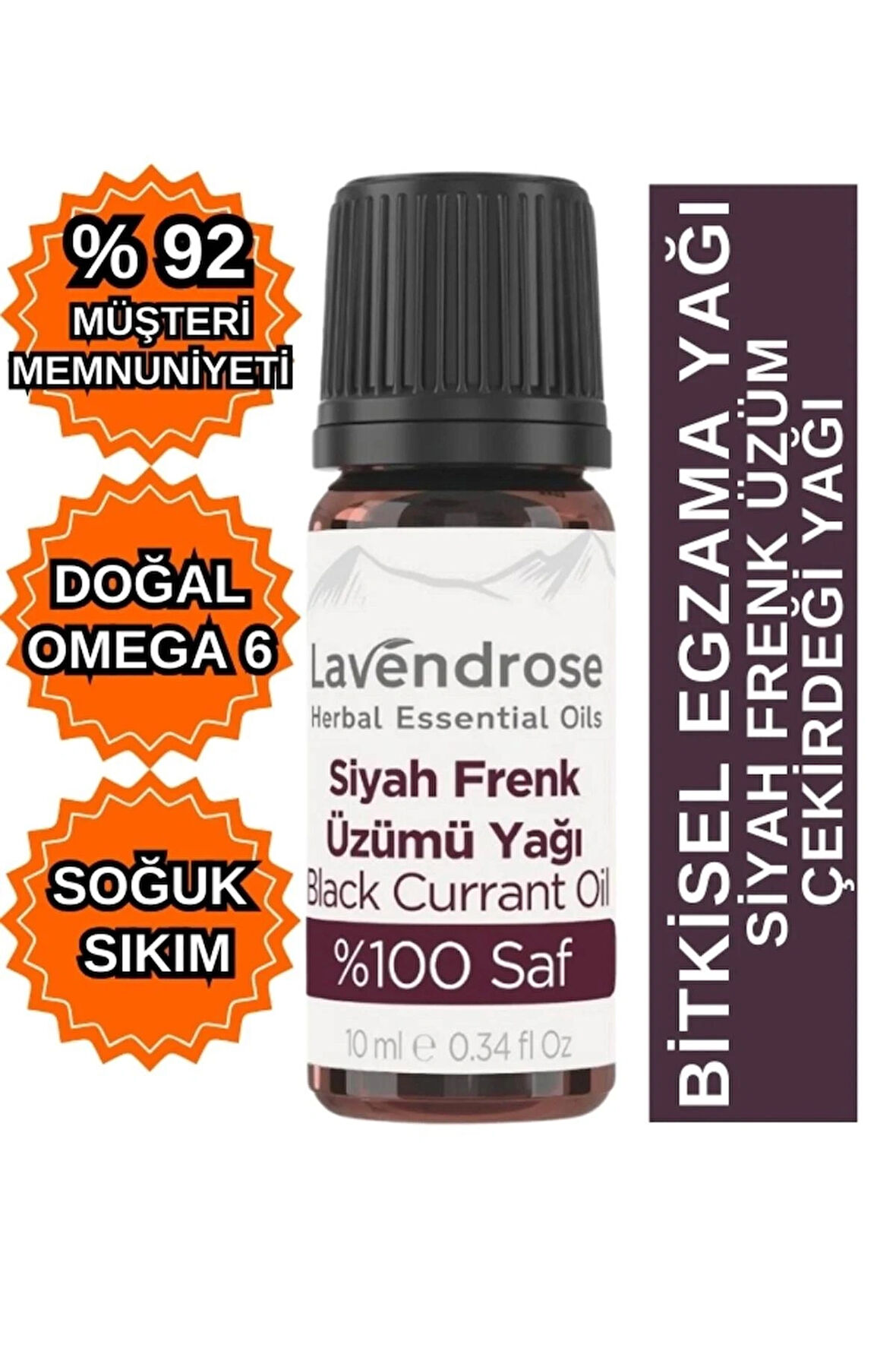 Lavendrose Siyah Frenk Üzümü Çekirdeği Yağı 10 ml %100 Doğal Omega 6 Yağı