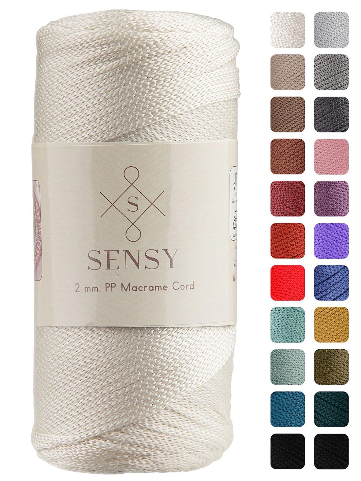 SENSY Premium 200 Gr Polyester Makrome İpi 2 MM - 230 M Supla İp Ve Çanta İpliği