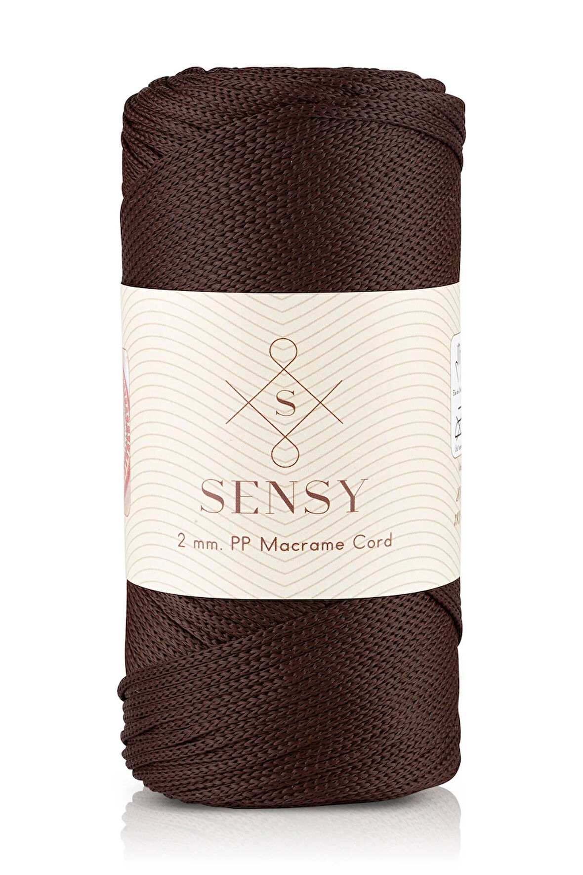 2 Mm - 200 gr Polyester Makrome Ipi Kahverengi 230 M Polyester Makrome Ip Supla Ip Ve Çanta Ipliği