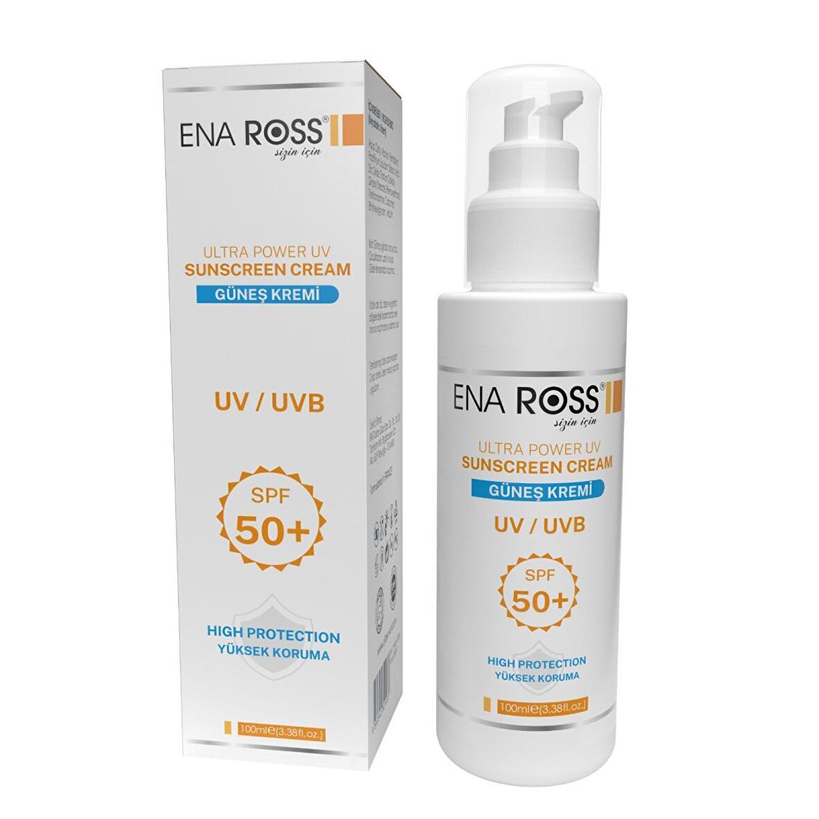 Ena Ross Ultra Power 50 Faktör nemlendirici Tüm Cilt Tipleri İçin Renksiz Güneş Koruyucu Krem 100 ml