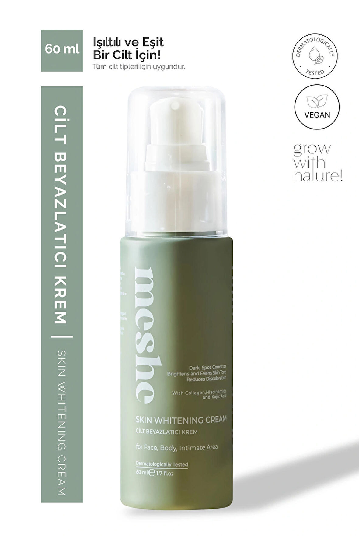 Cilt Beyazlatıcı Aydınlatıcı Glutatyonlu Leke Karşıtı Krem Kolajen, Niacinamide & Kojik Asitli 60 ml