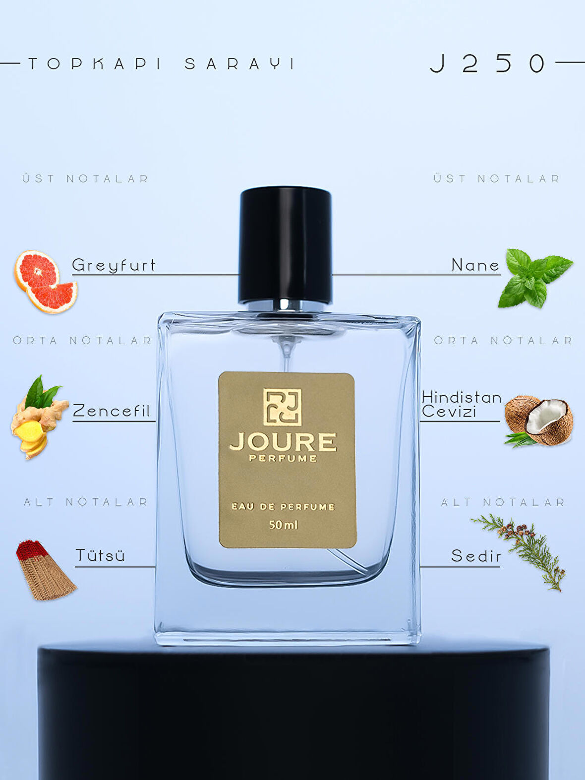 JOURE J250 - FERAH AMBER ODUNSU KOKULU CITRUS 50ML KALICI EDP ERKEK PARFÜM