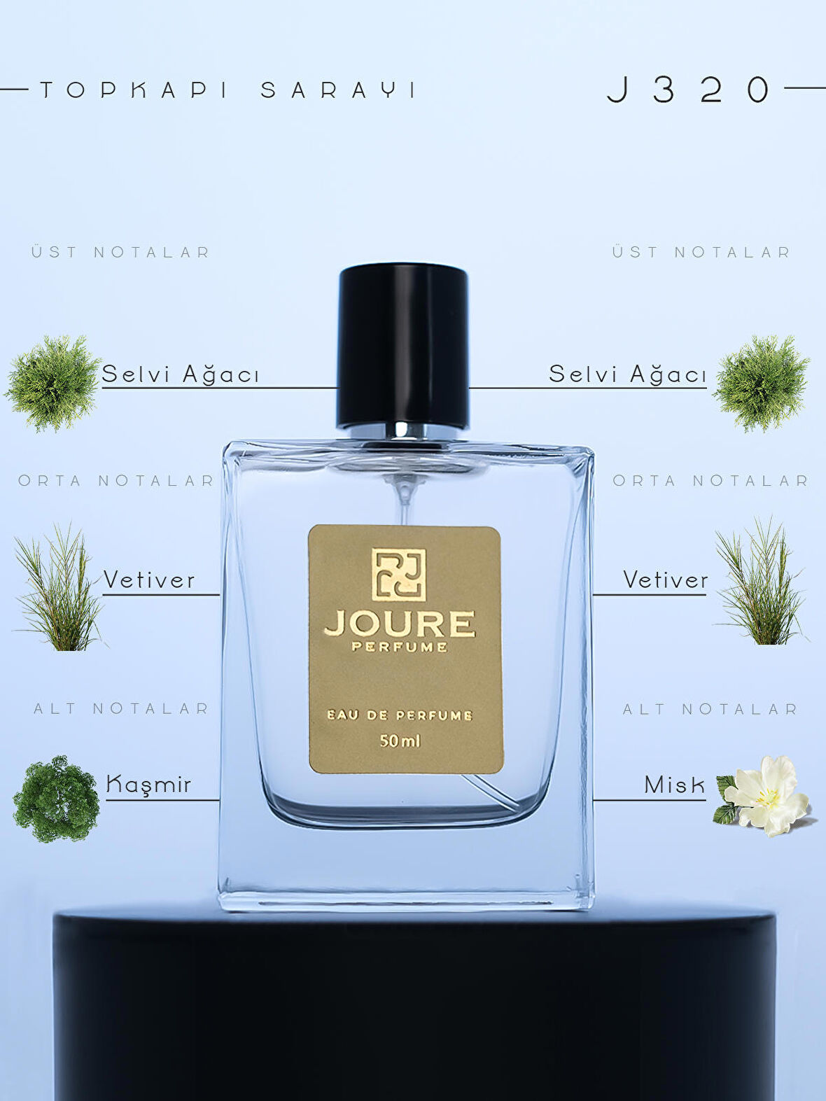 JOURE J320 - ODUNSU AROMATİK MİSK KOKULU 50ML KALICI EDP ERKEK PARFÜM