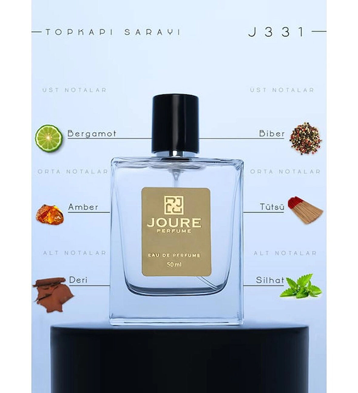 Joure J331 - Oryantal Odunsu Tütsü Amber Kokulu Ultra Kalıcı Erkek Parfümü