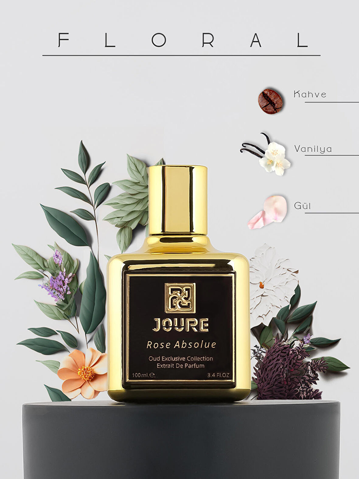 JOURE PERFUME ROSE ABSOLUE - KAHVE VANİLYA GÜL KOKULU 100ML KALICI EXTRAIT DE PARFUM UNISEX PARFÜM