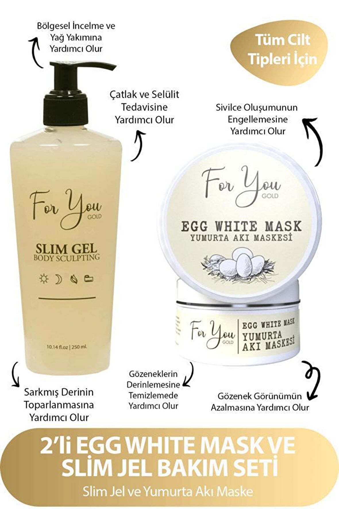 For You Gold Çatlak Jel 250 ml & Gözenek Sıkılaştırıcı Maske