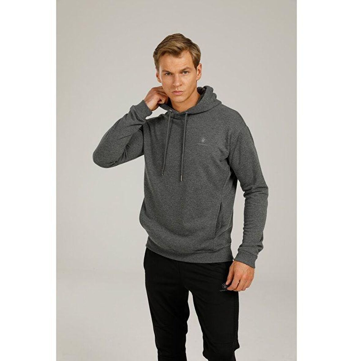 Lumberjack Kapüşon Yaka Antrasit Melanj Erkek Sweatshırt W M-SN73 BASIC HOODIE