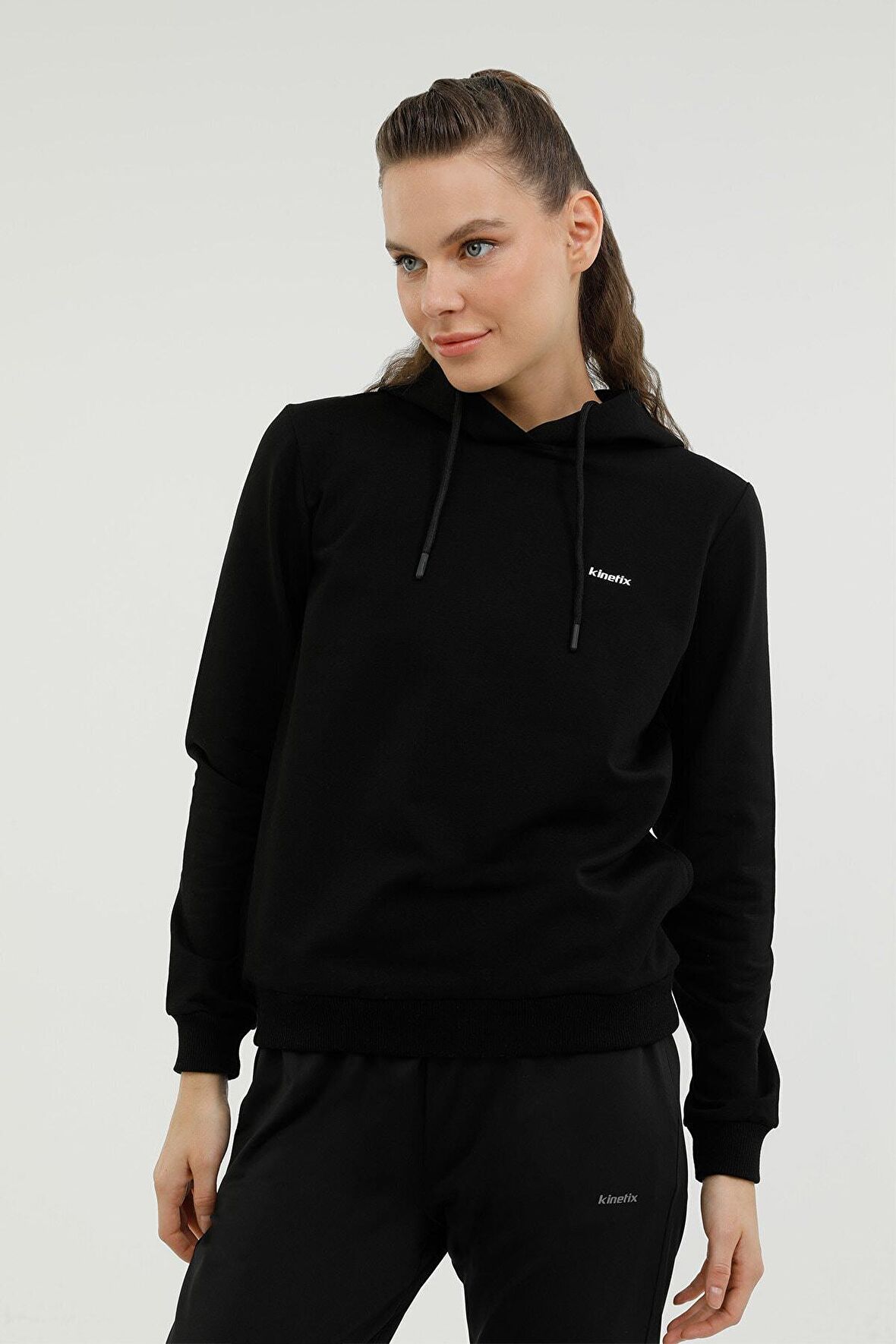 W-sn83 Basıc Hoodıe 2pr Siyah Kadın Sweatshirt