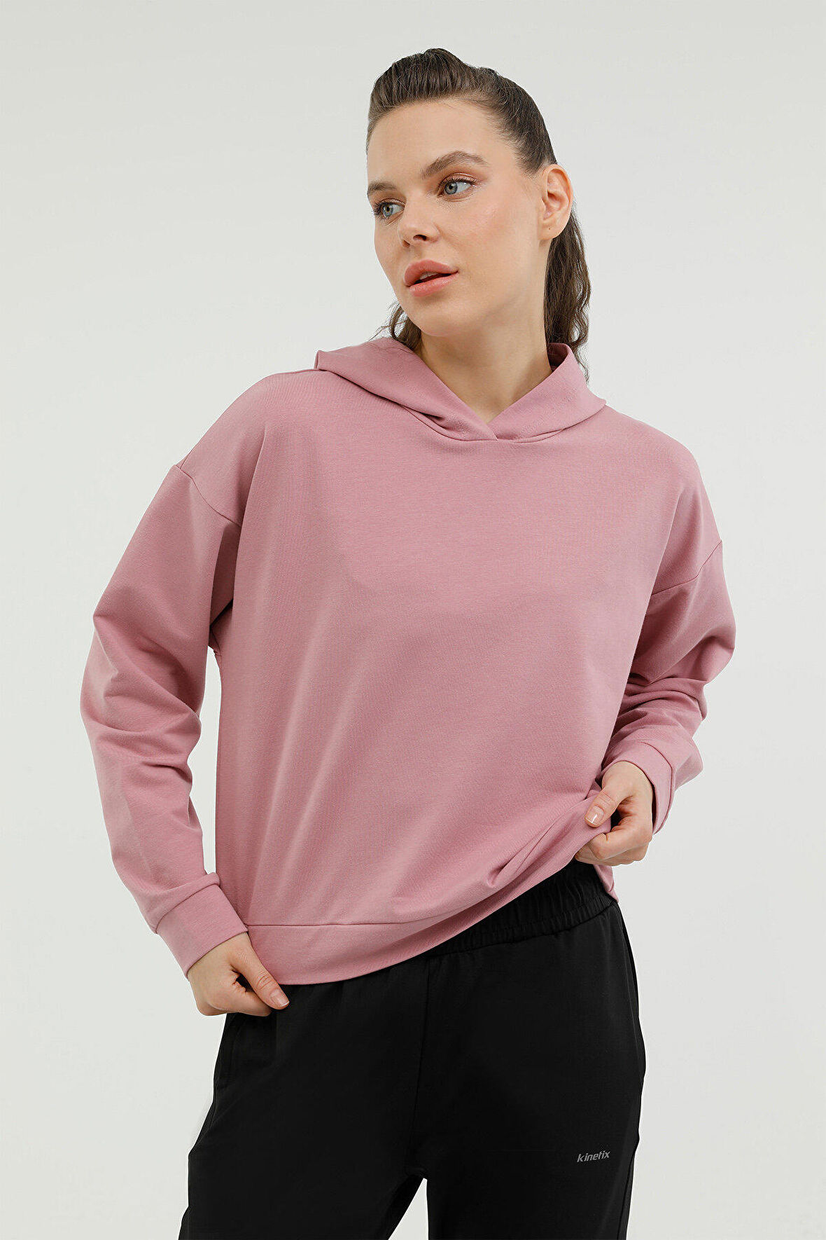 W-SDK104 ALYA CROP DETAIL Pembe Kadın Sweatshirt