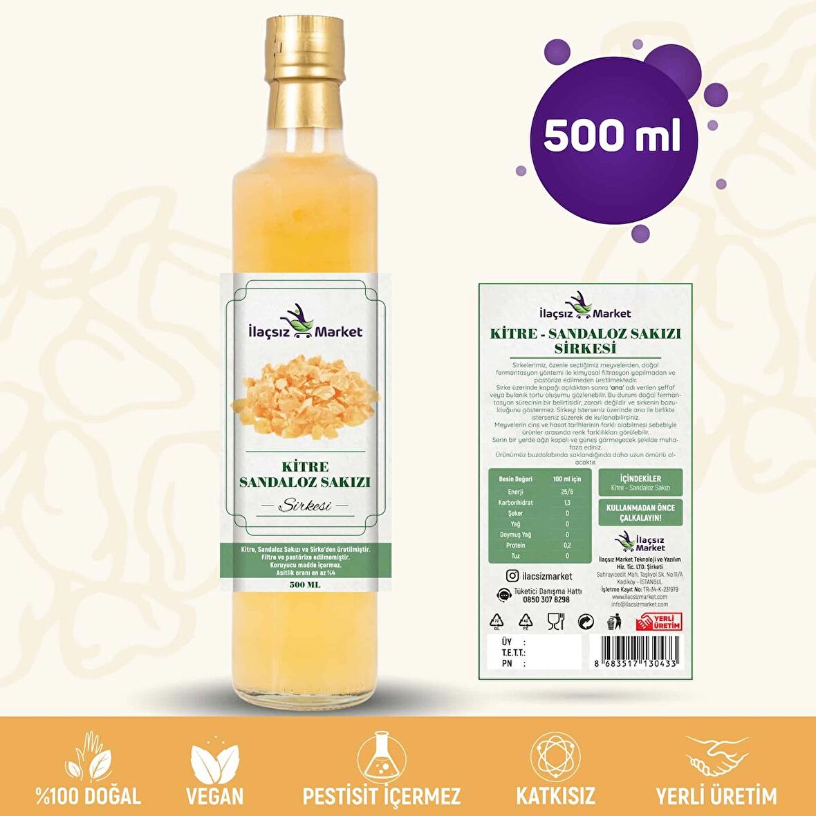 Sandaloz Sakızlı Sirke / 500 ml (Çok Keskin)