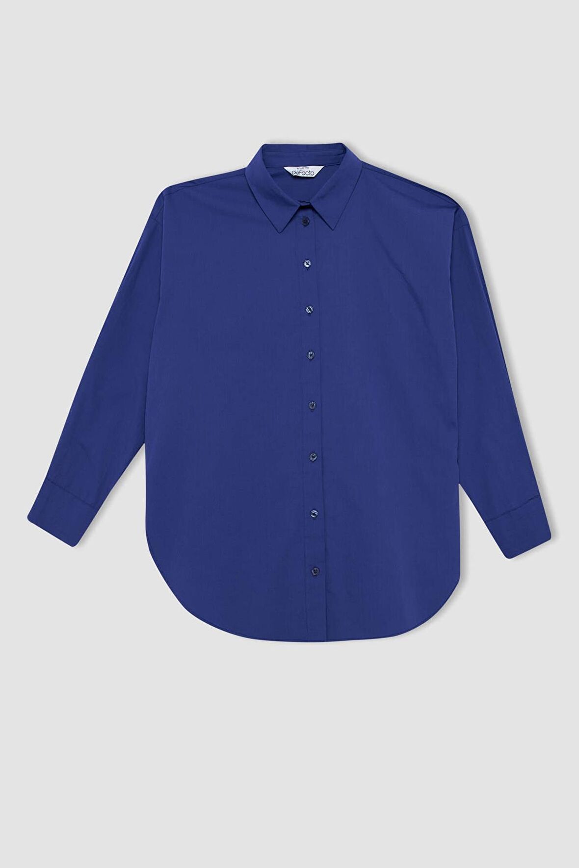 DeFacto Oversize Fit Gömlek Yaka Poplin Uzun Kollu %100 Pamuk Tunik T5494AZ22AUBE413