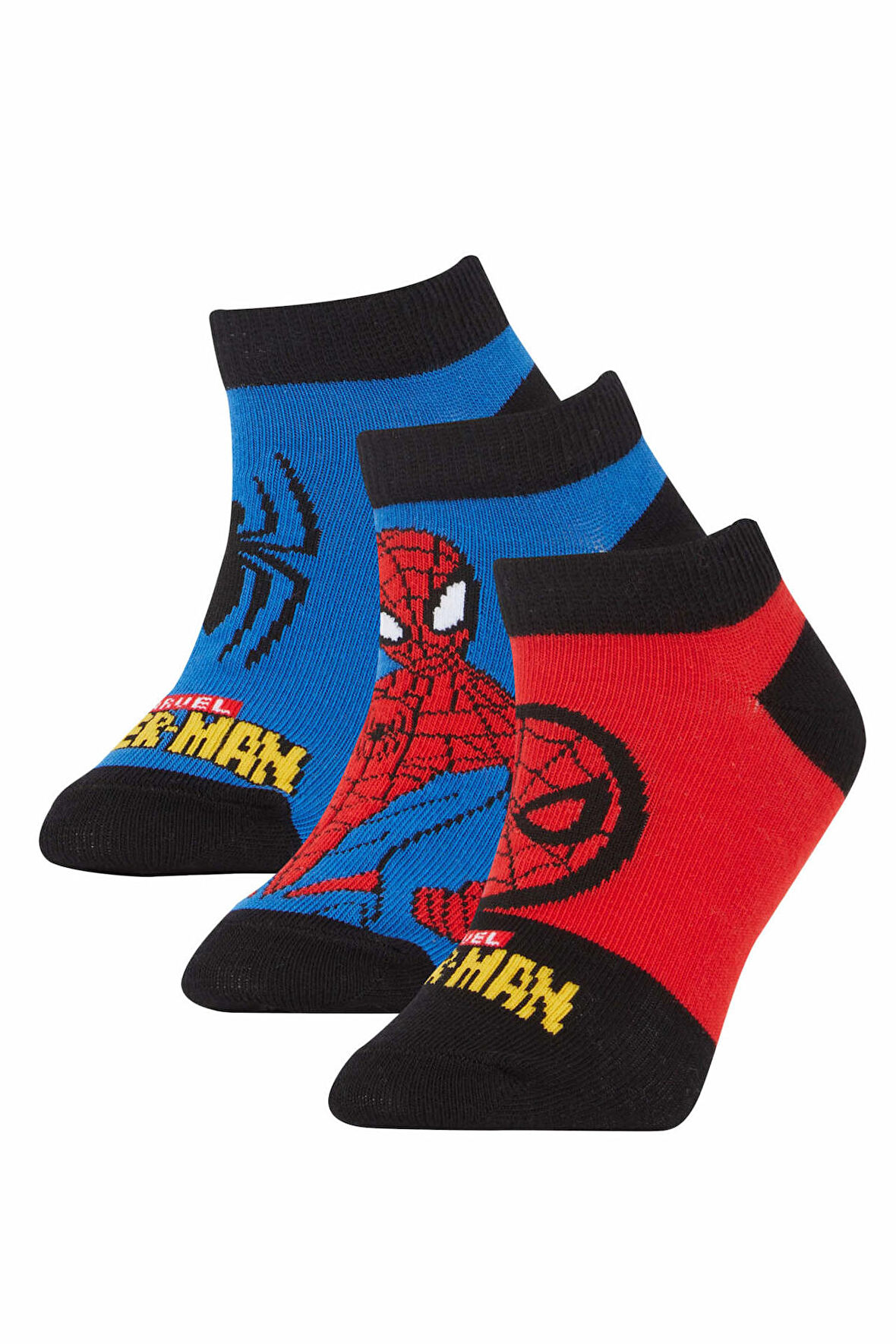 DeFacto Erkek Çocuk Marvel Spiderman Pamuklu 3'lü Patik Çorap X9652A6NSKR1