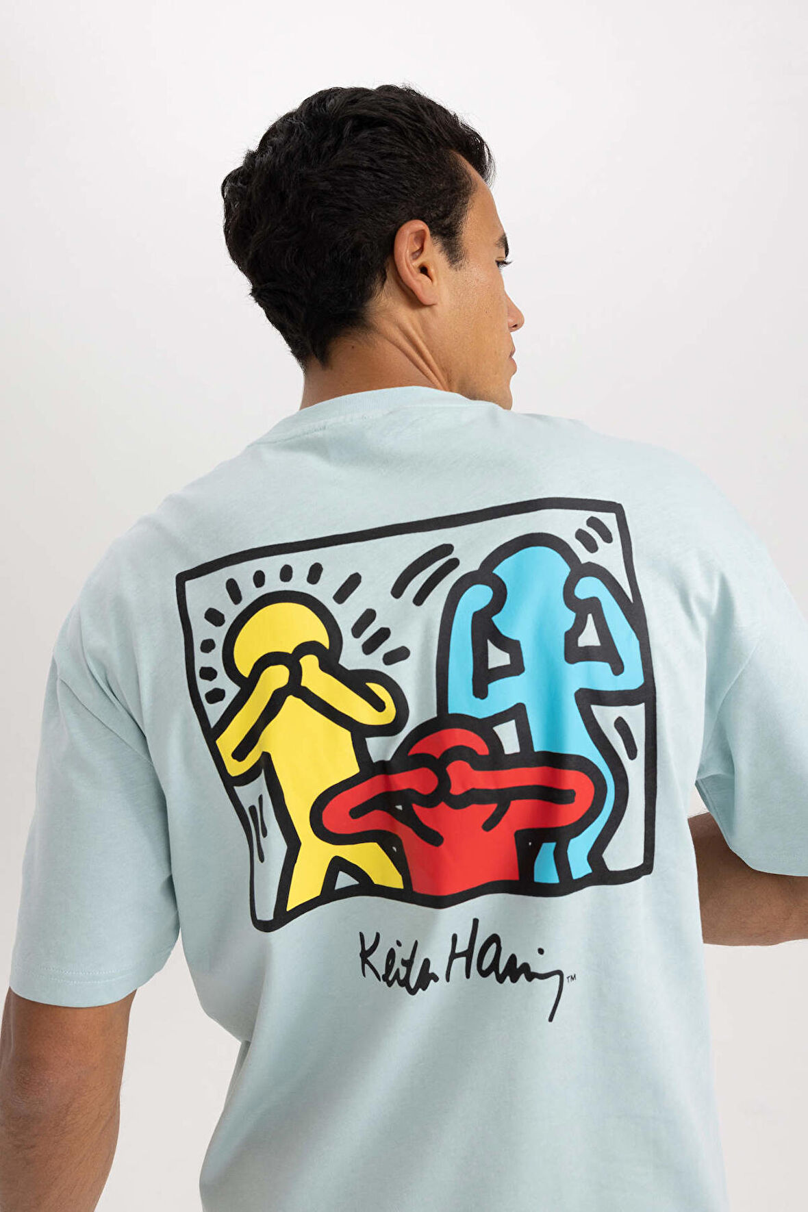 Keith Haring Comfort Fit Bisiklet Yaka Baskili Tisört