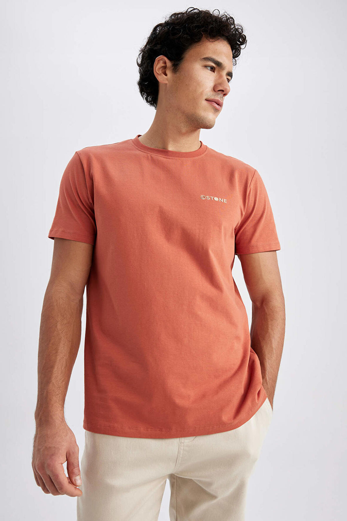 DeFacto Slim Fit Bisiklet Yaka Baskılı Pamuklu Tişört Z3086AZ23SPBR341
