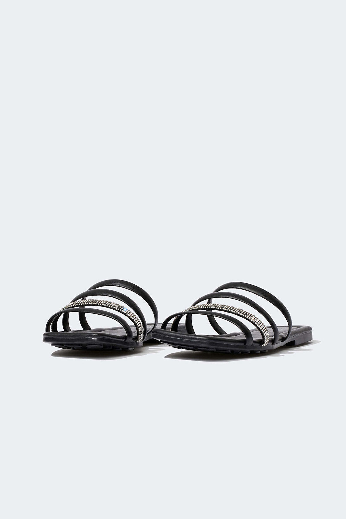 Kadın Düz Taban Çift Bantli Suni Deri Terlik