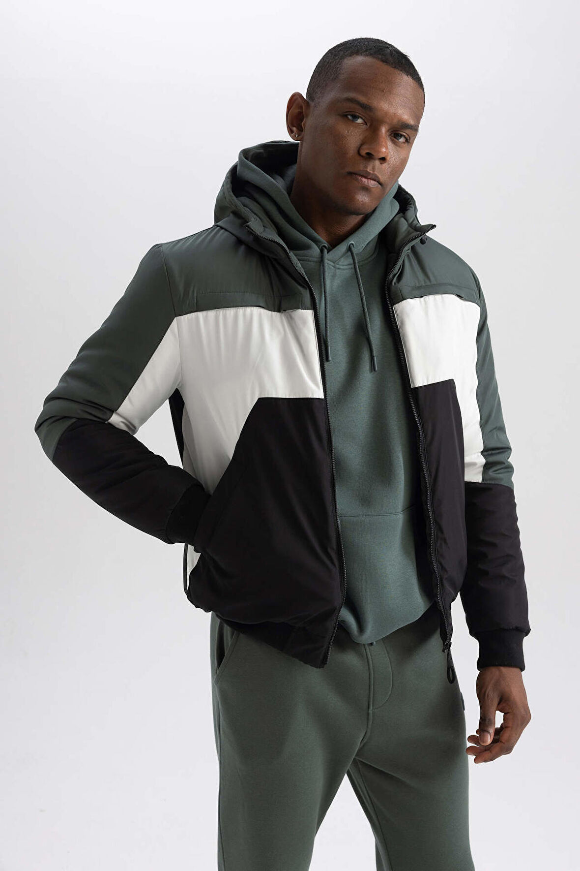 DeFacto Su İtici Slim Fit Kapüşonlu Polar Astarlı Mont N4530AZ23AUGN1019