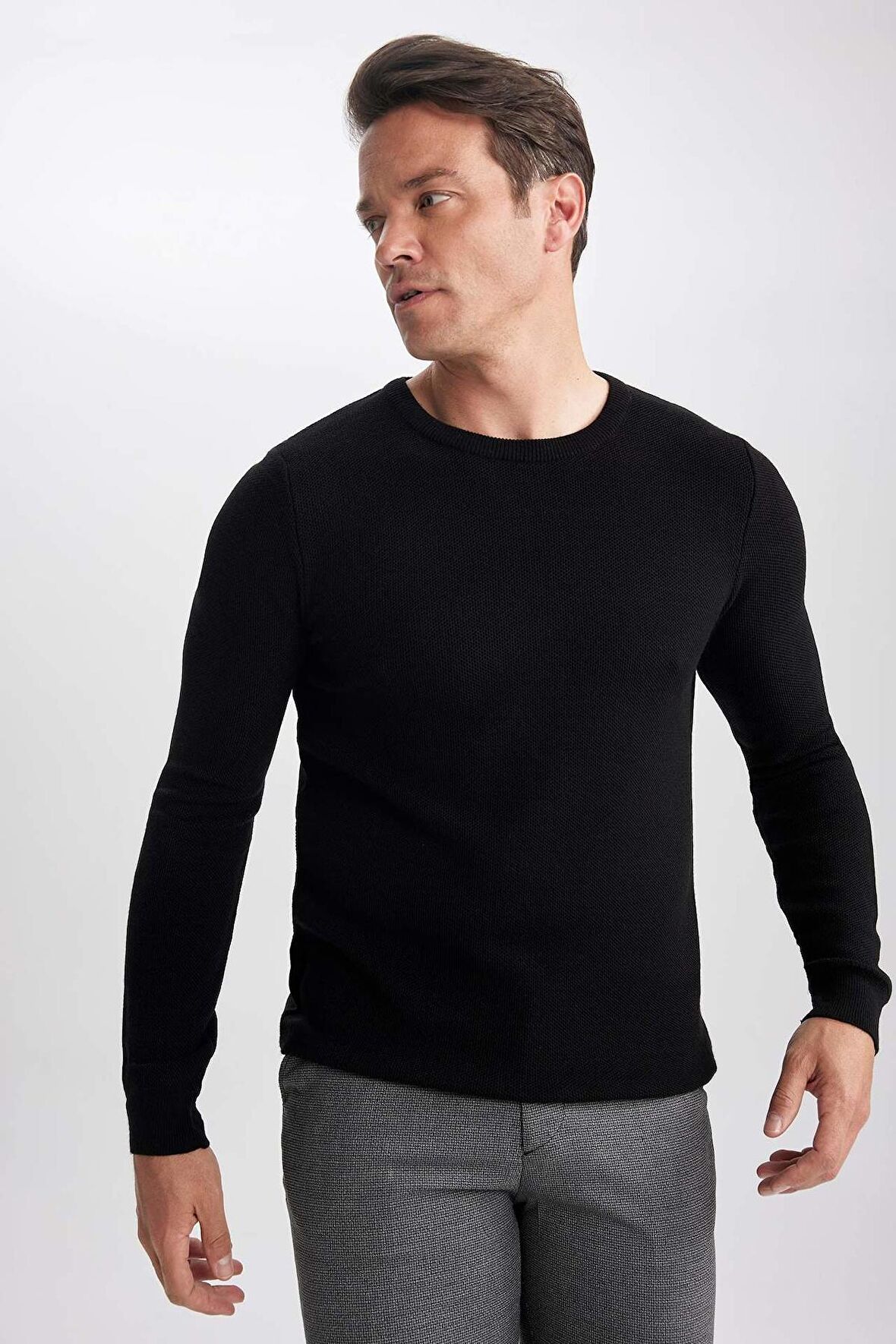 DeFacto Slim Fit Bisiklet Yaka Kazak X7392AZ23AUBK27