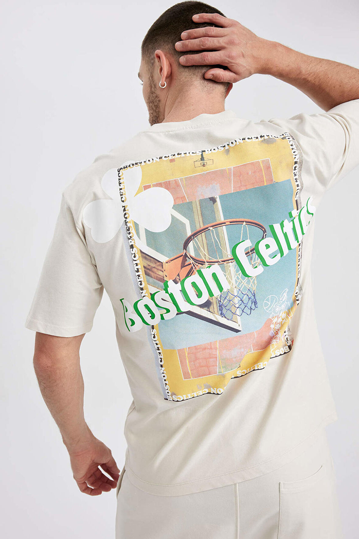Fit NBA Boston Celtics Oversize Fit Bisiklet Yaka %100 Pamuk Tisört