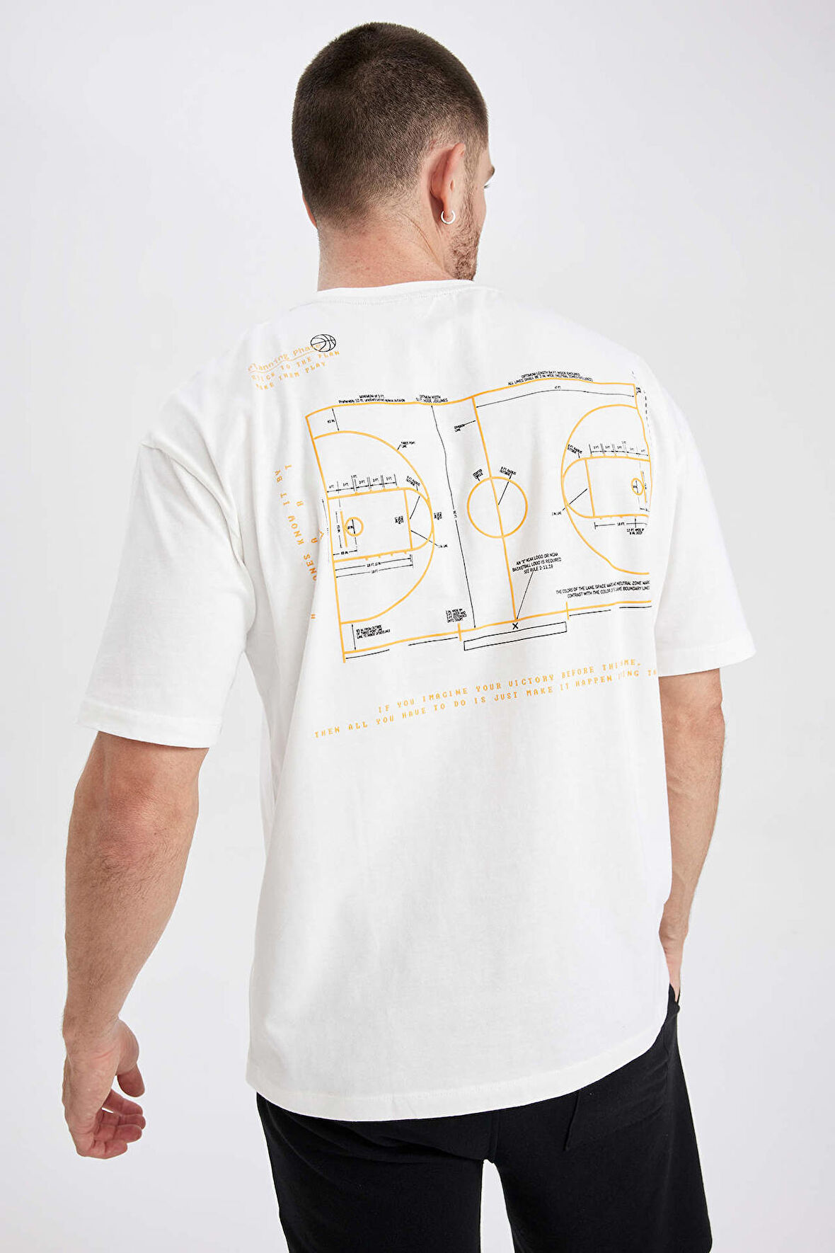 Defacto Fit Oversize Fit Bisiklet Yaka Baskılı %100 Pamuk Tişört Z5634AZ23SPER105