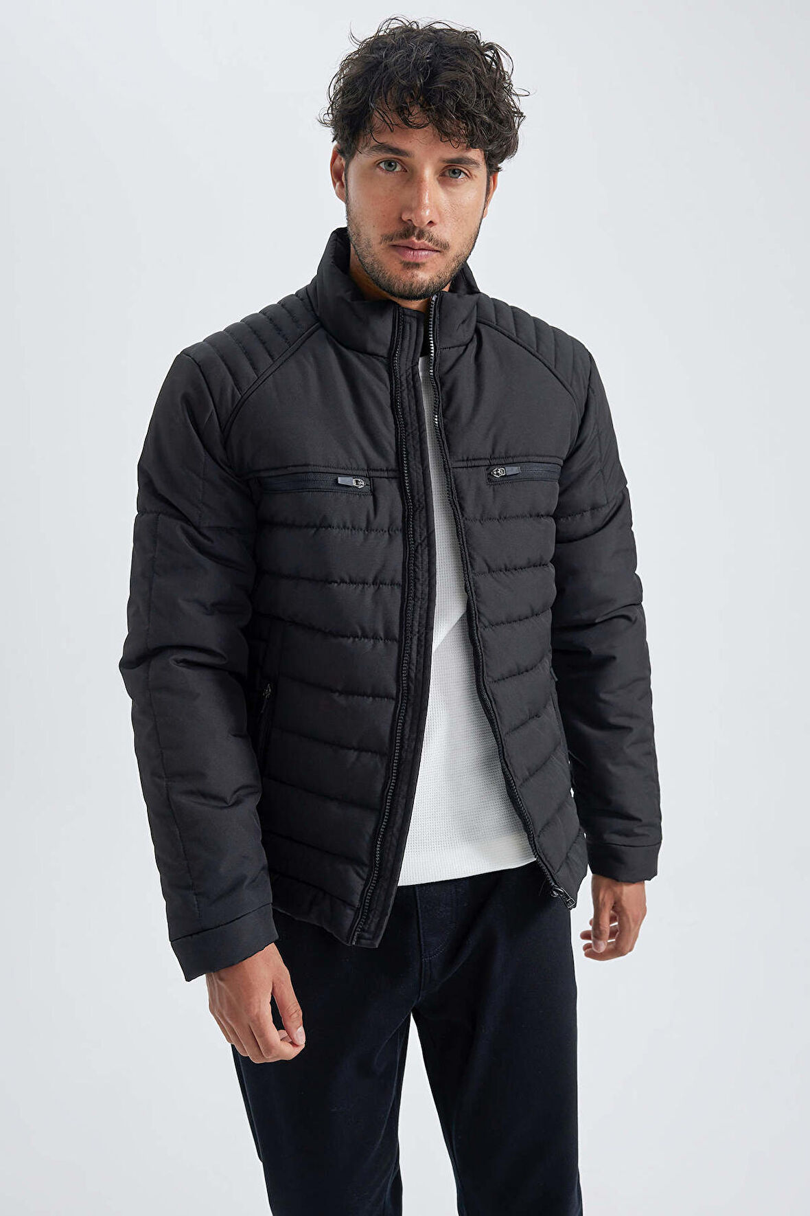 DeFacto Slim Fit Dik Yaka Şişme Mont A1312AX23WNBK27