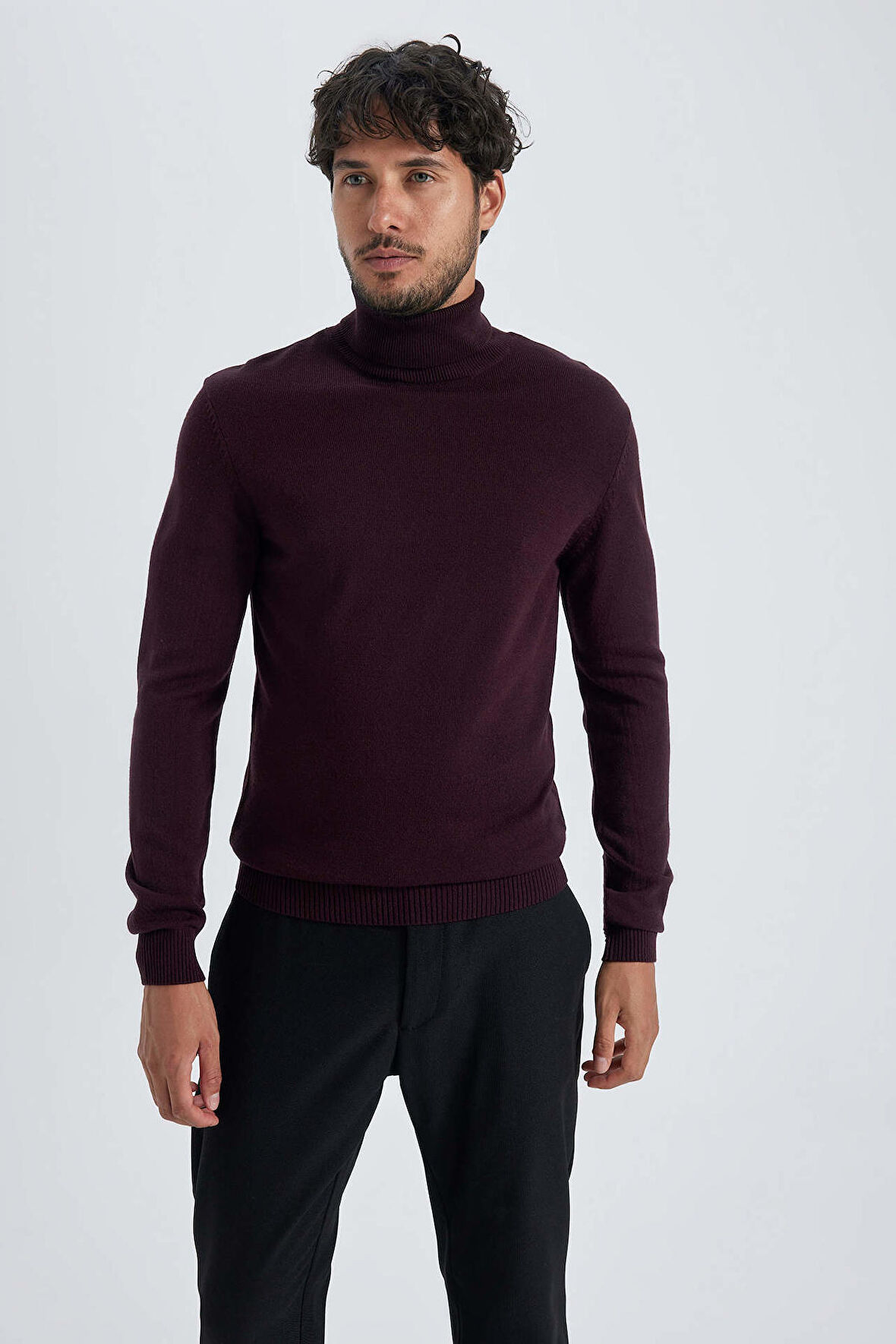 DeFacto Slim Fit Dar Kesim Balıkçı Yaka Basic Düz Triko Kazak R1124AZ23WNBR46
