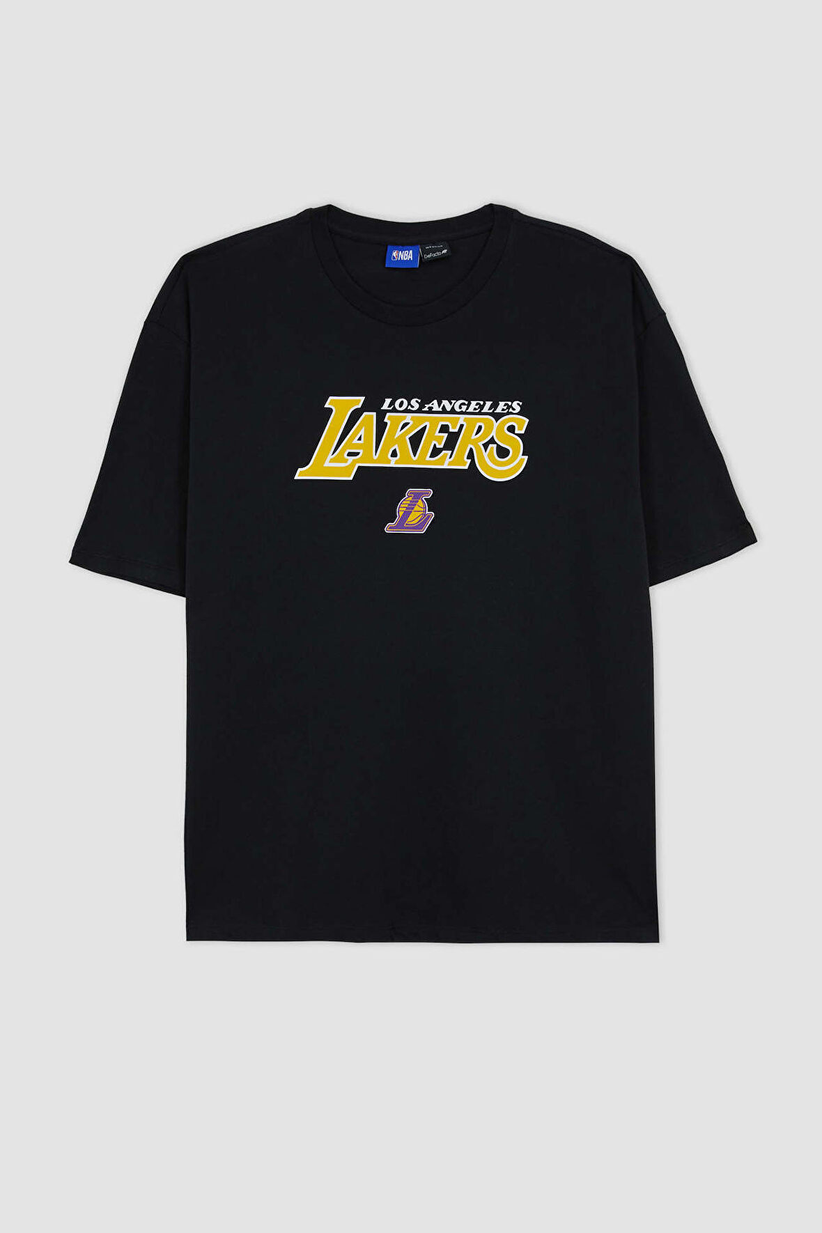 DeFactoFit NBA Los Angeles Lakers Oversize Geniş Kalıp Bisiklet Yaka Kısa Kollu Tişört T7062AZ23AUBK27