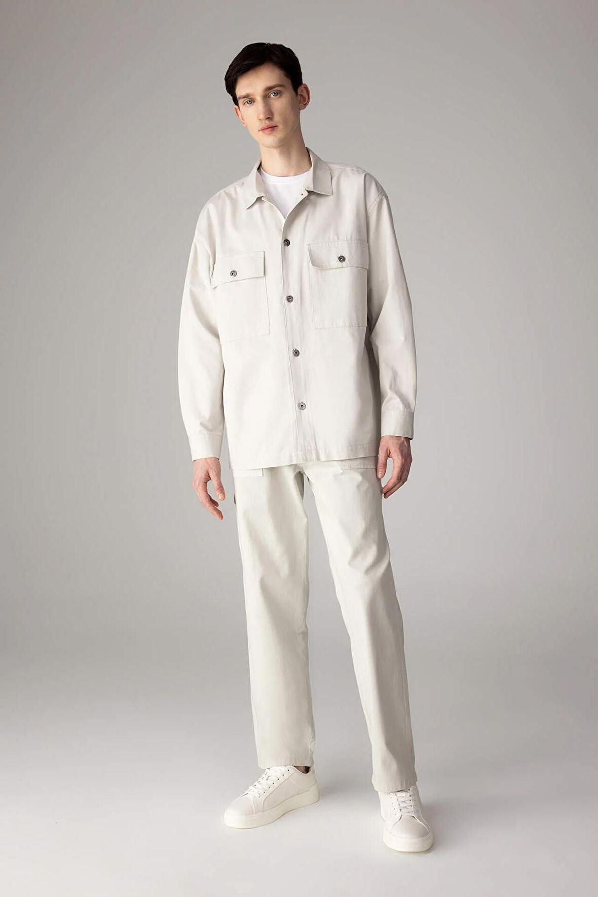 DeFacto Yazlık Gabardin Pantolon Straight Fit Bol Rahat Kesim Cepli Düz Paça B4089AX24SPGR368