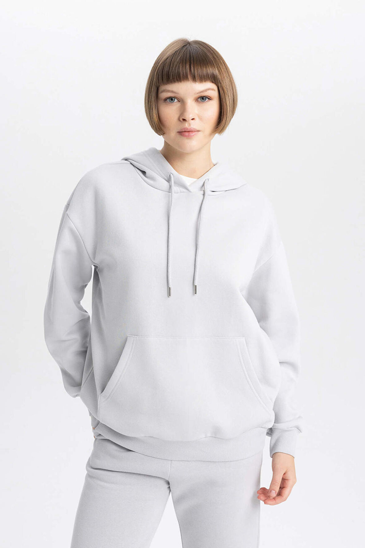 DeFacto Relax Fit Kapüşonlu Kalın Basic Sweatshirt W1240AZ23WNGR431