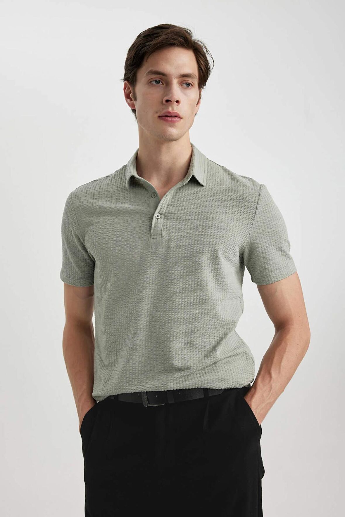 DeFacto Slim Fit Dar Kesim Polo Yaka Pamuklu Kısa Kollu Tişört X2594AZ24SMGN1217
