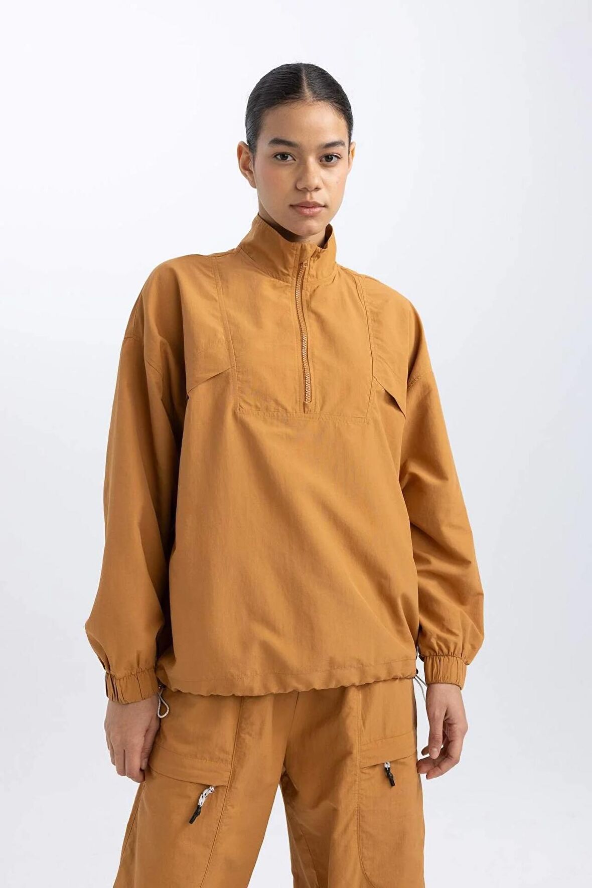 DeFactoFit Oversize Geniş Kalıp Dik Yaka Dokuma Sporcu Hırka B4213AX24SPBN173