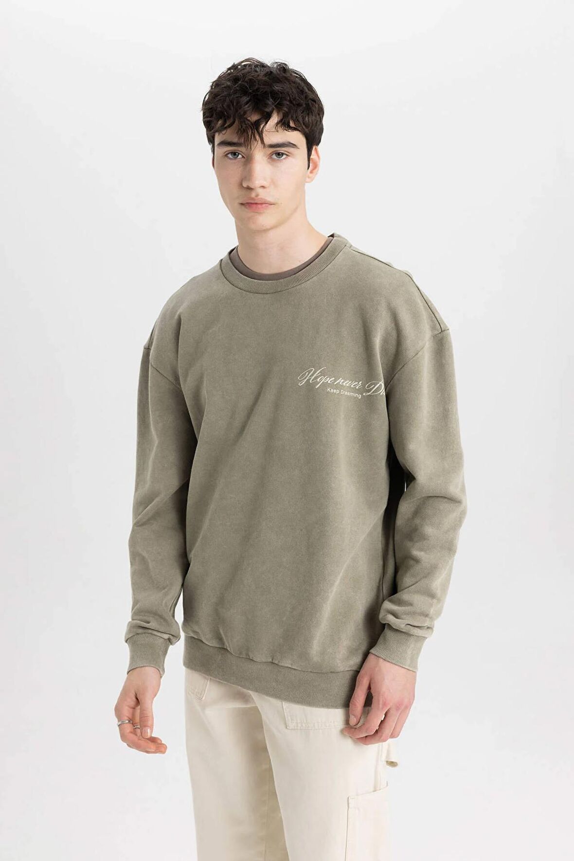 DeFacto Comfort Regular Fit Rahat Kalıp Bisiklet Yaka Sırt Baskılı Sweatshirt C1665AX24SPKH262