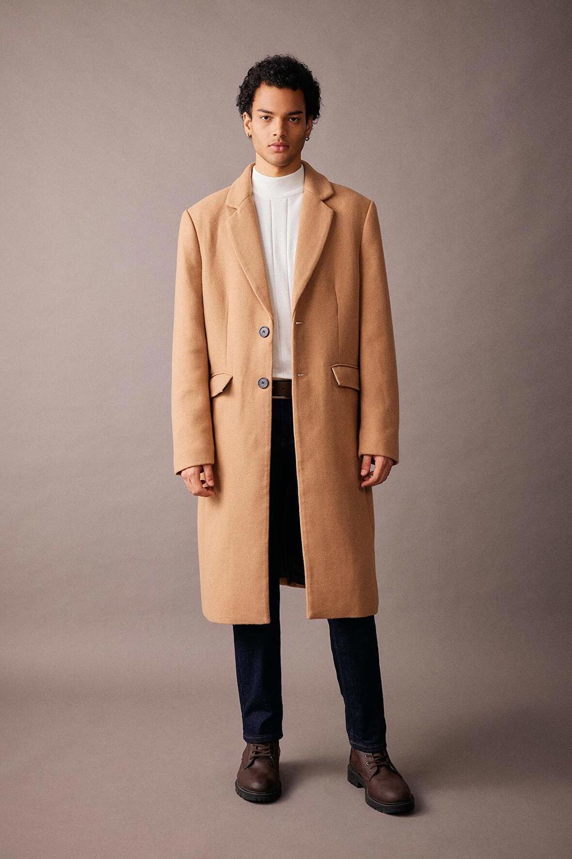 DeFacto Slim Fit Kaşe Kaban Parka Dar Kesim Astarlı Düğmeli Cepli A3775AX23WNBN283
