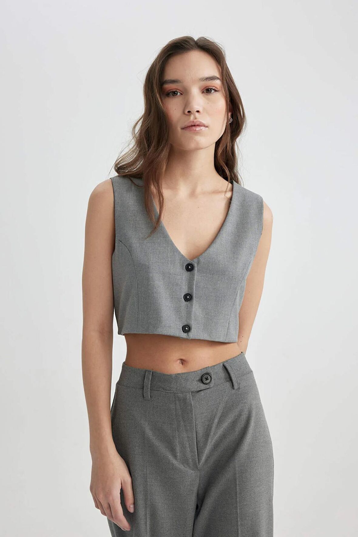 DeFacto Crop Blazer Yelek C2574AX24SPGR28