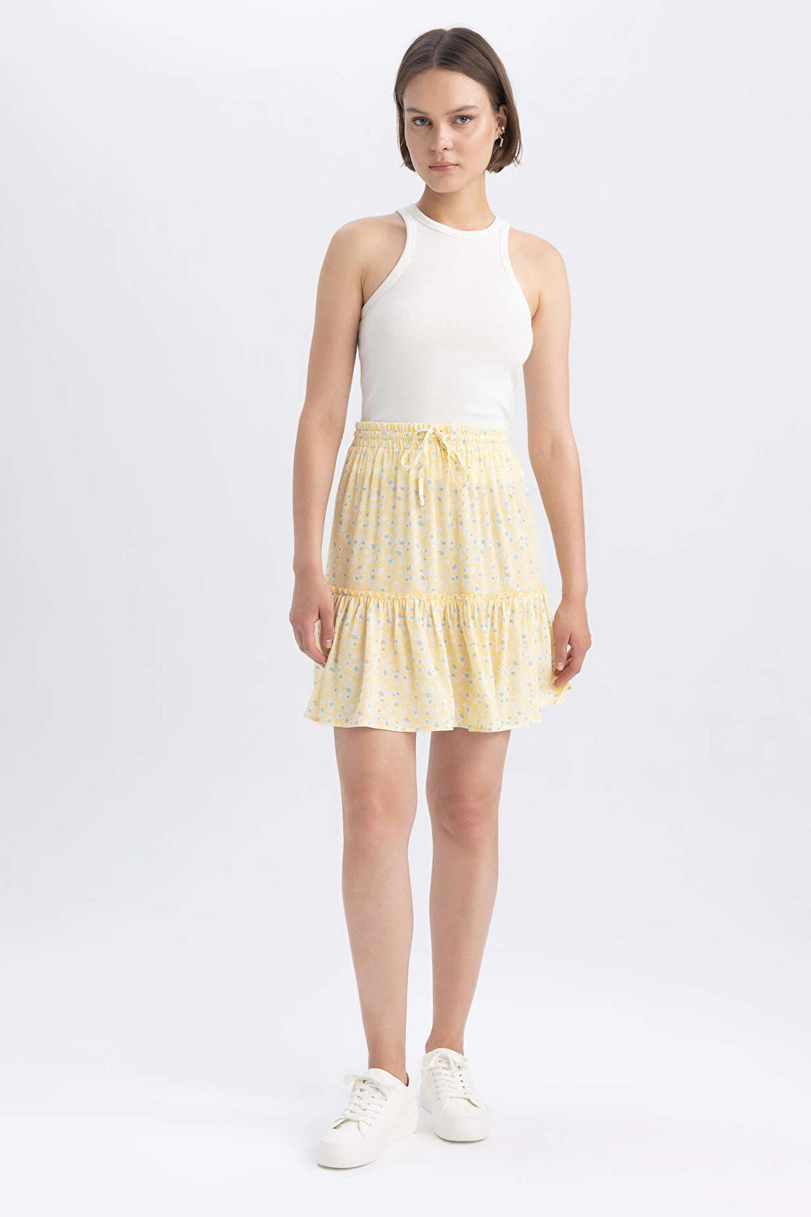DeFacto Desenli Krinkıl Viskon Mini Etek A9164AX23SMYL127