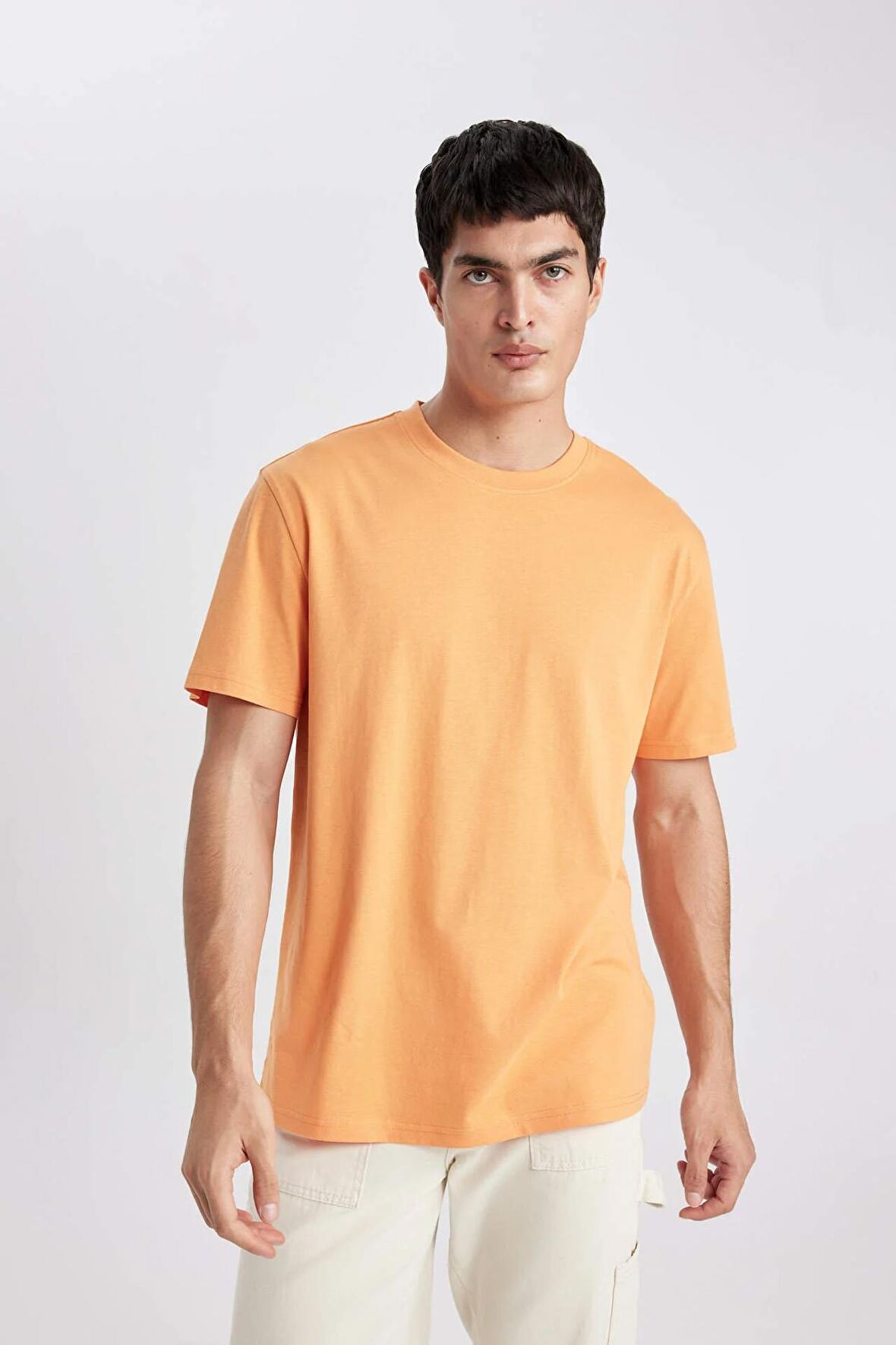 DeFacto New Regular Fit Bisiklet Yaka Basic Düz %100 Pamuk Kısa Kollu Tişört V7699AZ24SPOG71