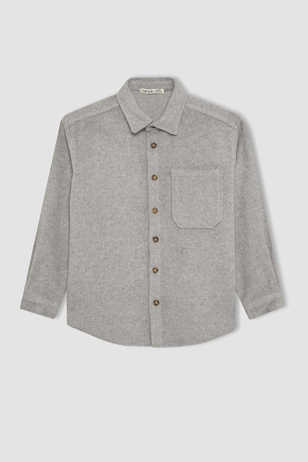 DeFacto Erkek Çocuk Oversize Fit Yün Görünümlü Uzun Kollu Gömlek B7962A823WNGR400