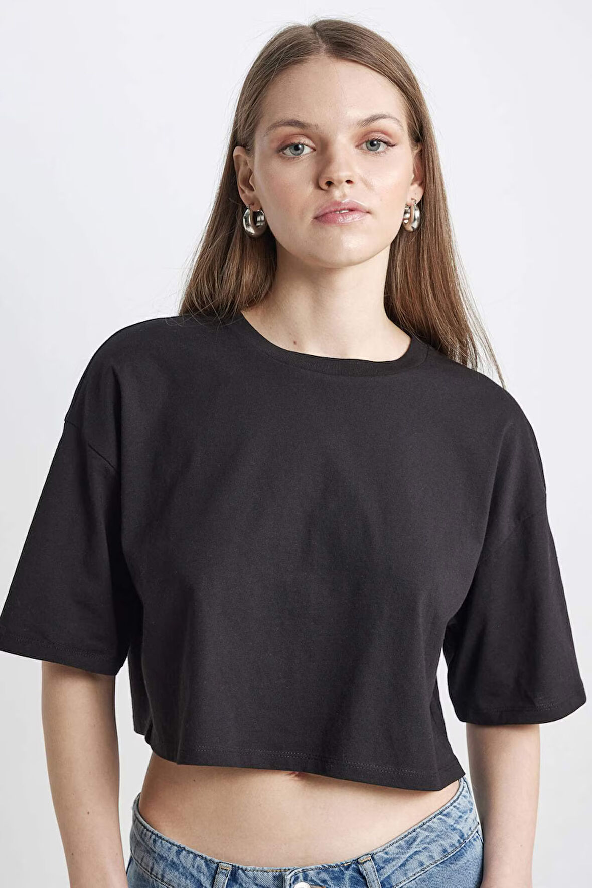 Coool Loose Fit Bisiklet Yaka Basic Düz Kısa Kollu Tişört