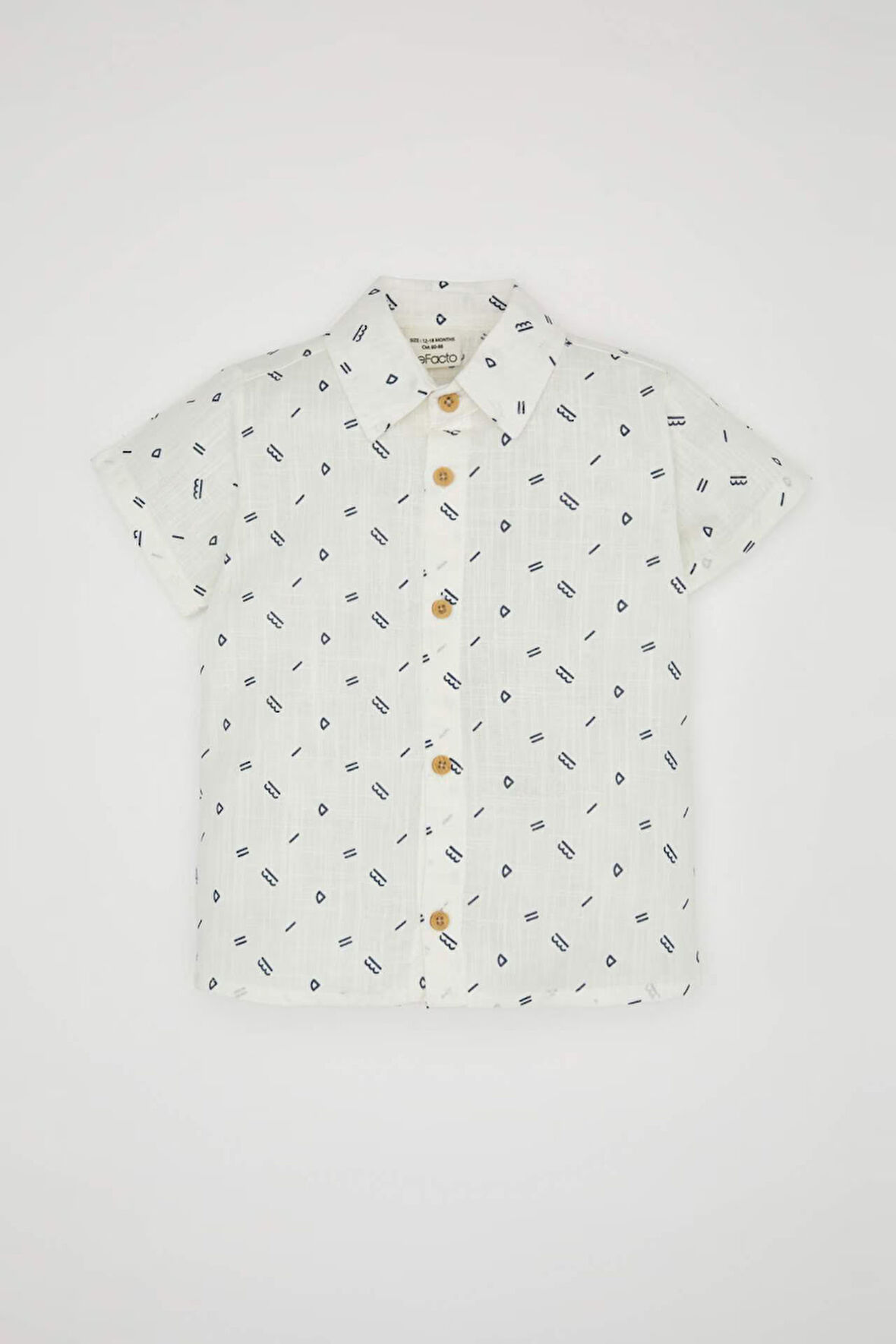 DeFacto Erkek Bebek Flamlı Poplin Desenli Kısa Kollu Gömlek B8068A524SMWT34