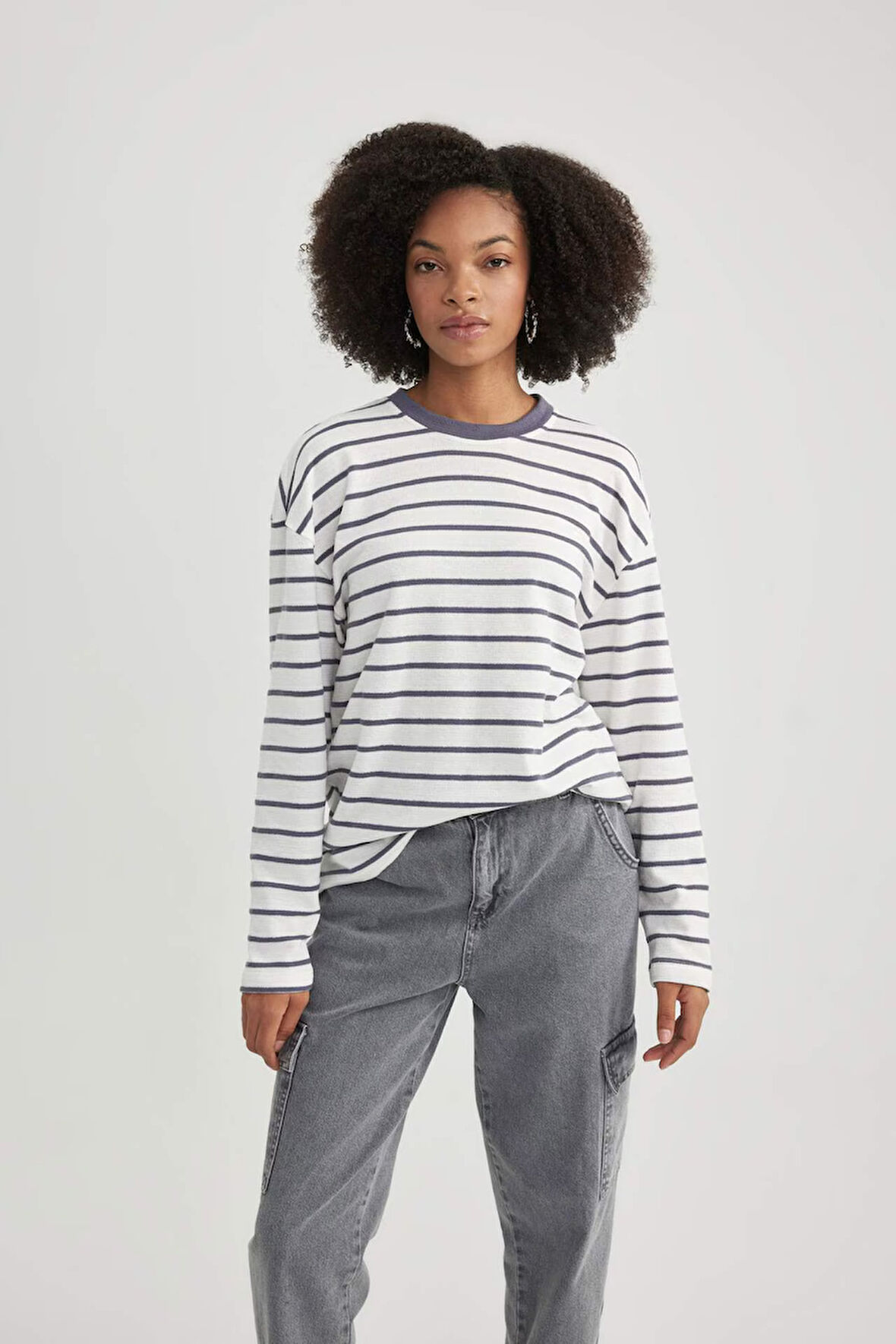 Bisiklet Yaka Uzun Kollu Tişört