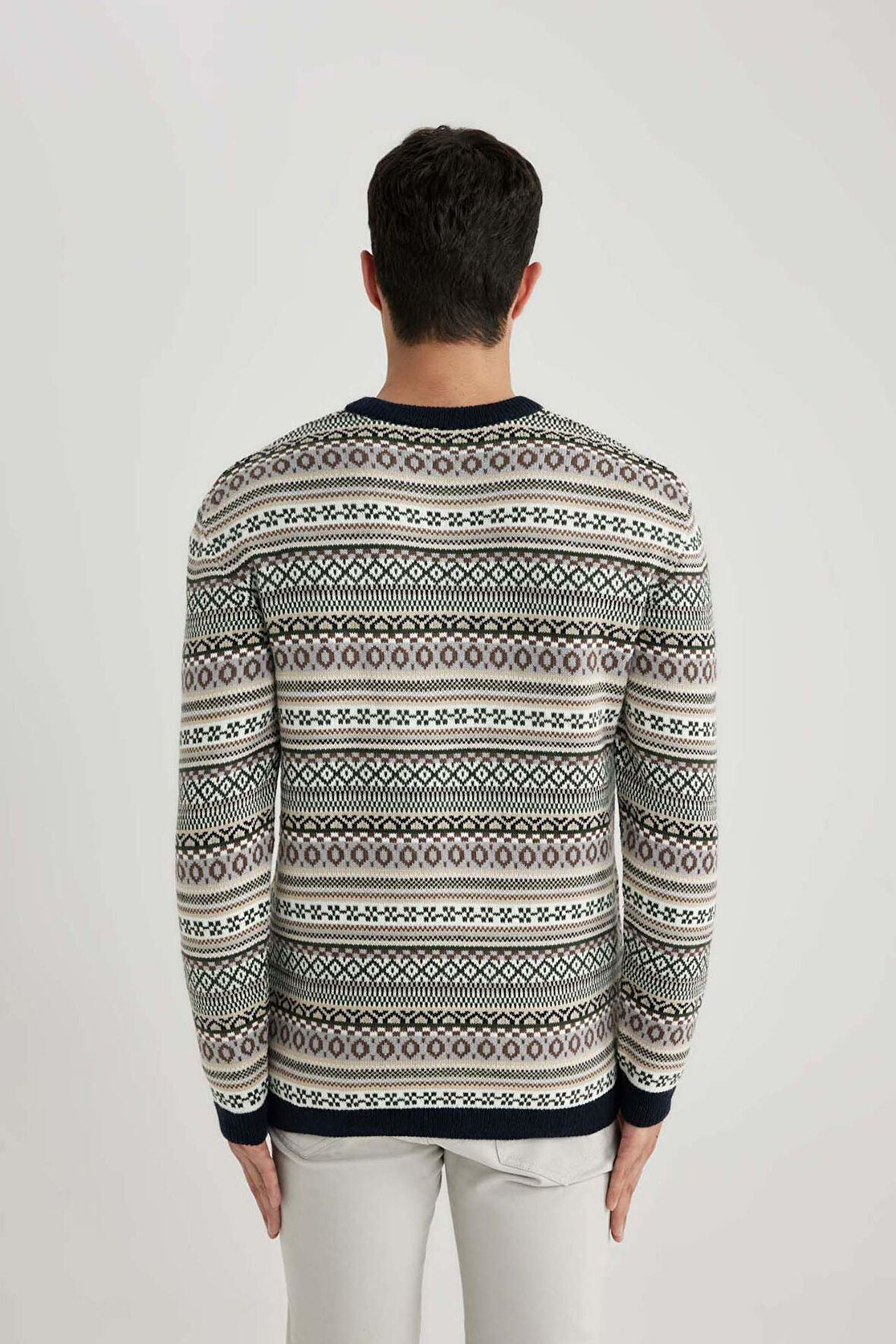 DeFacto Standart Fit Bisiklet Yaka Kazak B9715AX24AUGN470