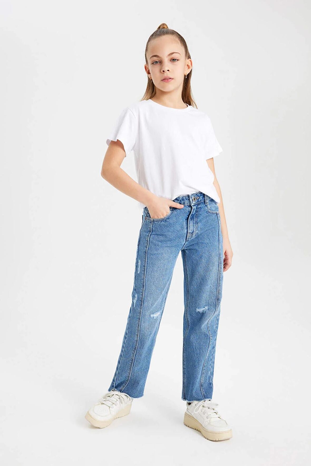 DeFacto Kız Çocuk Wide Leg Geniş Paça Jean Pantolon C2238A824SMNM28