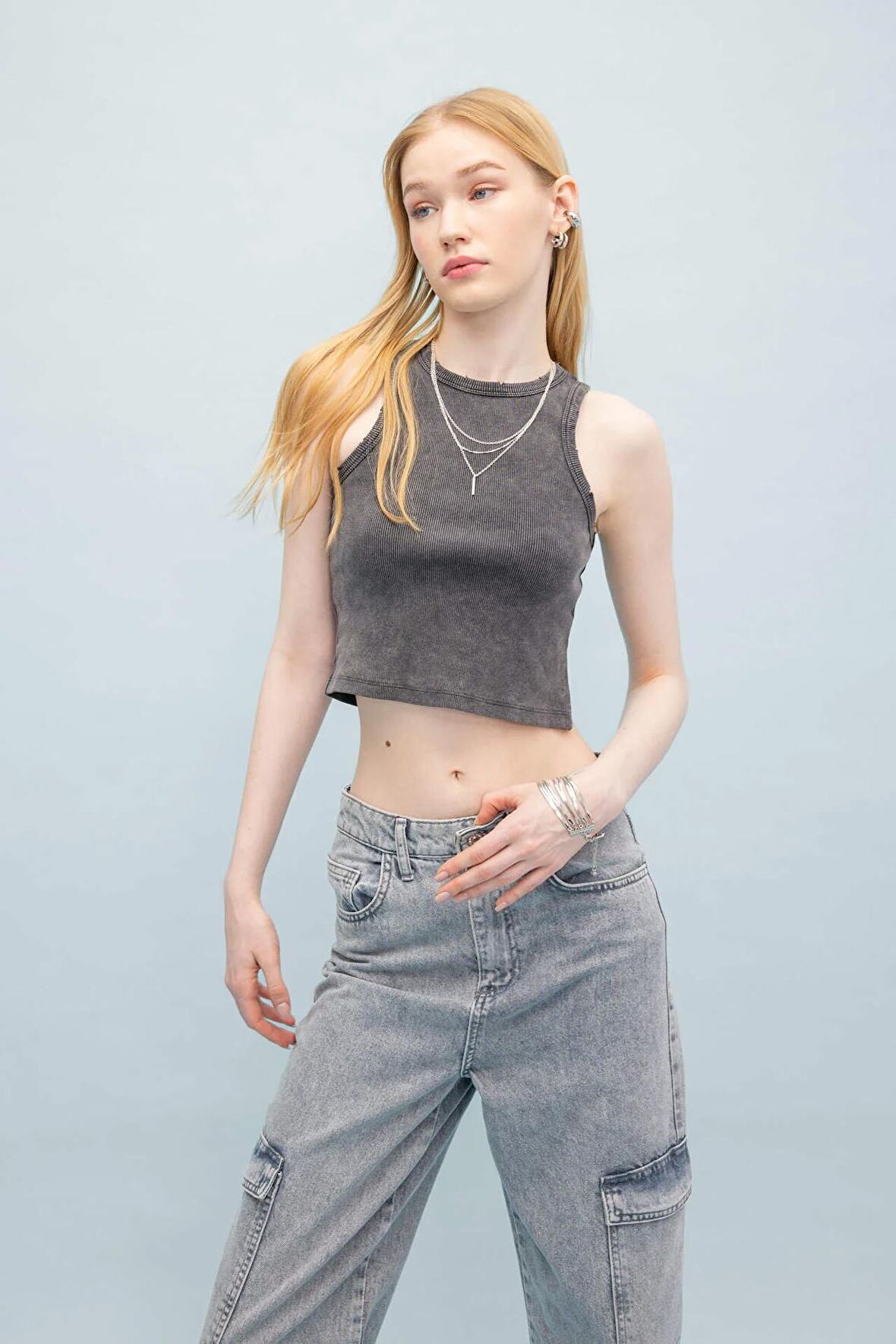 DeFacto Coool Fitted Fitilli Kaşkorse Yıkamalı Soluk Efektli Atlet C2128AX24SPAR191