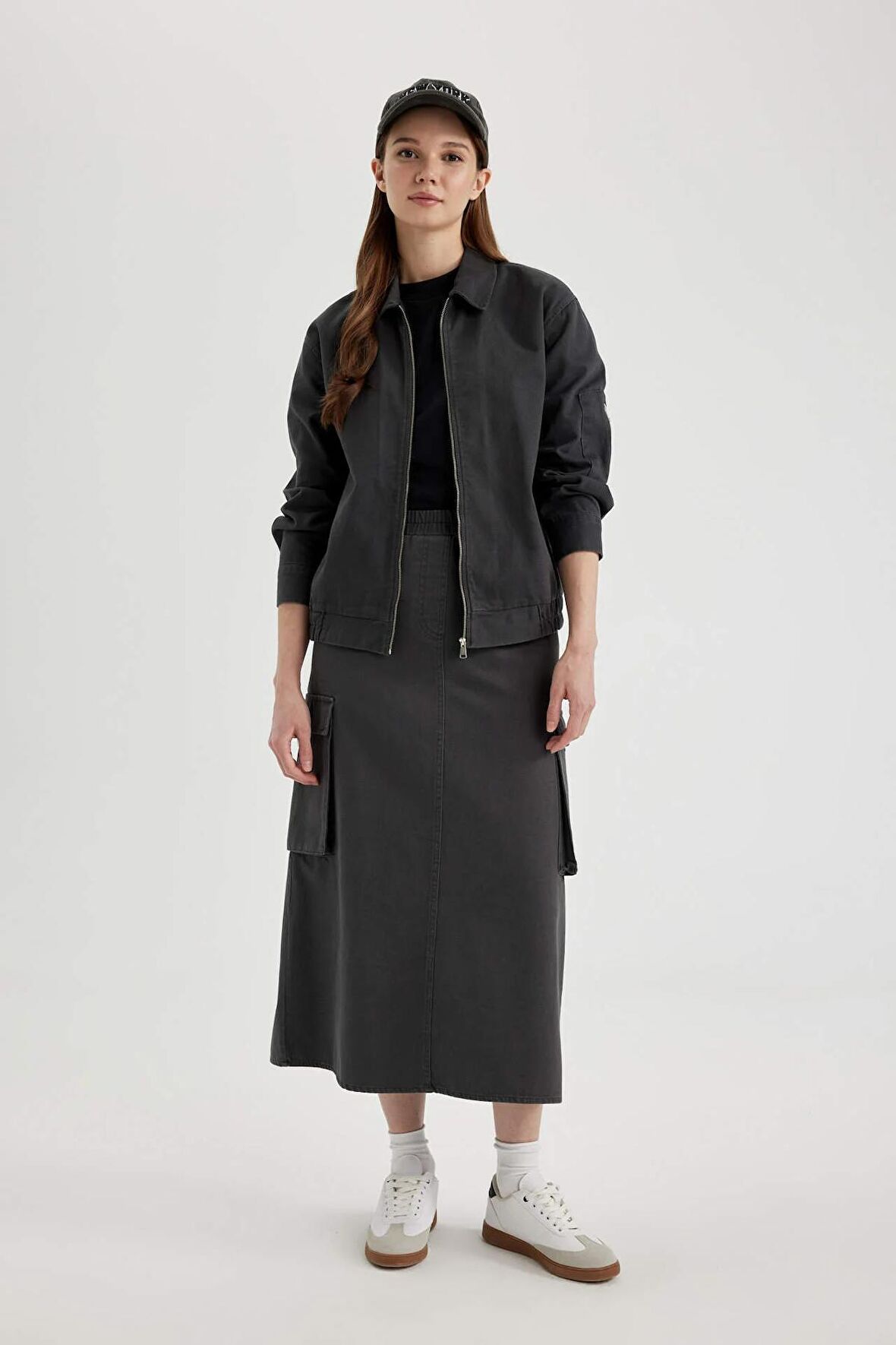 DeFacto Kargo Fit Gabardin Uzun Boy Etek B9219AX24SPAR15
