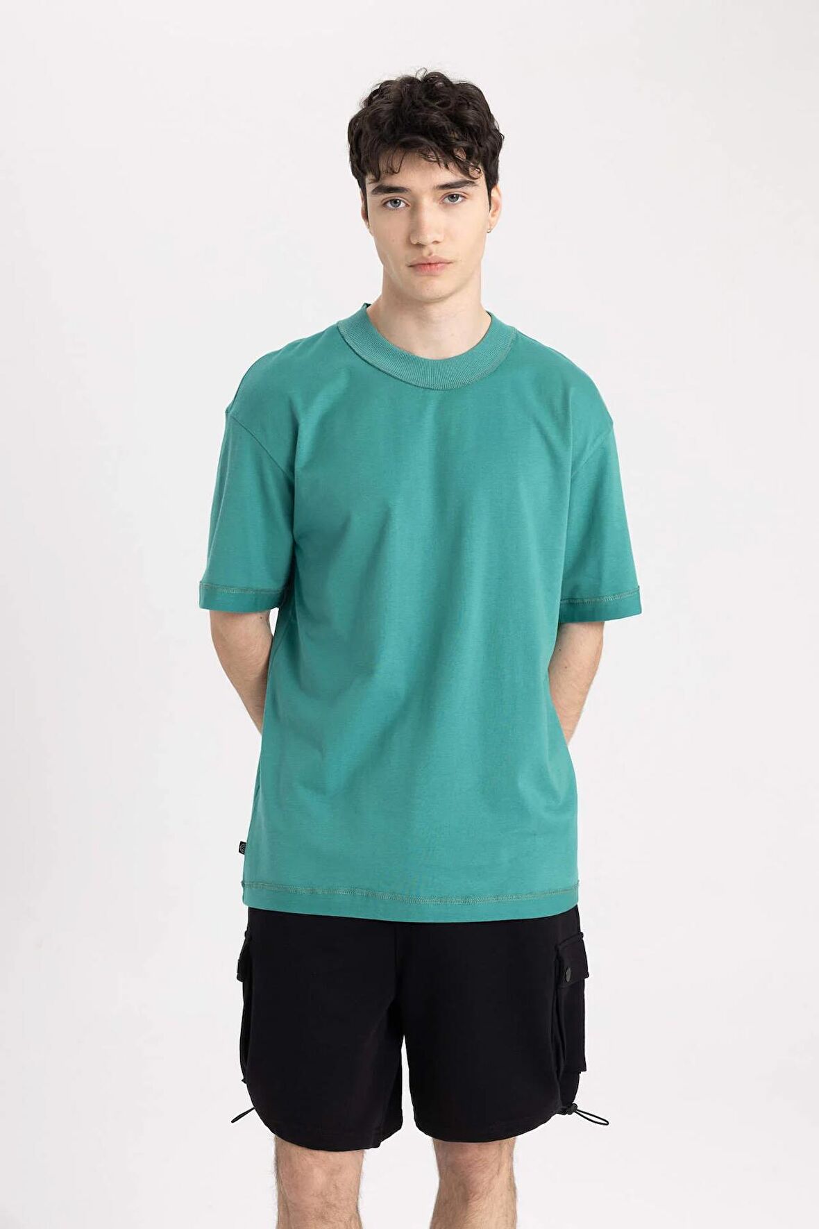 DeFacto Boxy Fit Bisiklet Yaka Kısa Kollu Tişört C2562AX24SMGN255