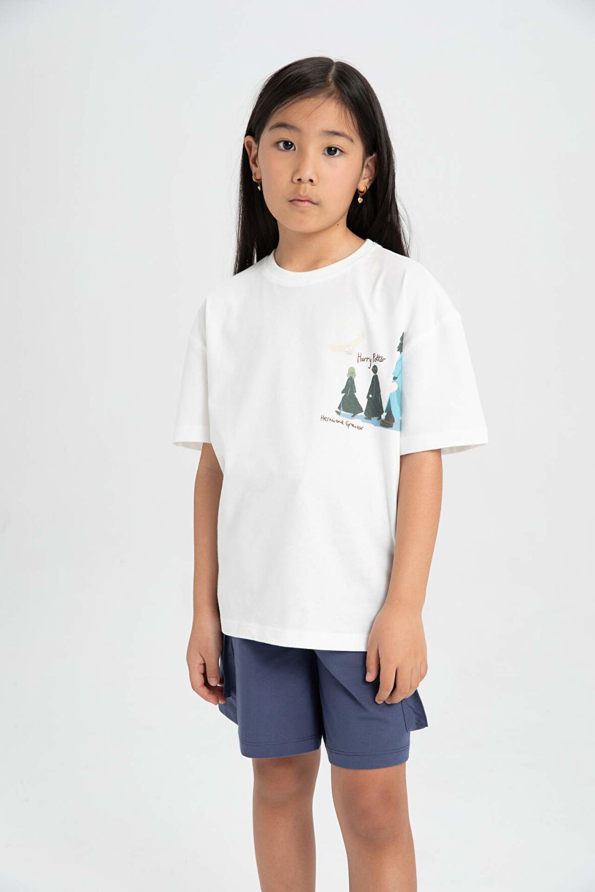 DeFacto Kız Çocuk Harry Potter Relax Fit Bisiklet Yaka Kısa Kollu Tişört C2632A824SMER99